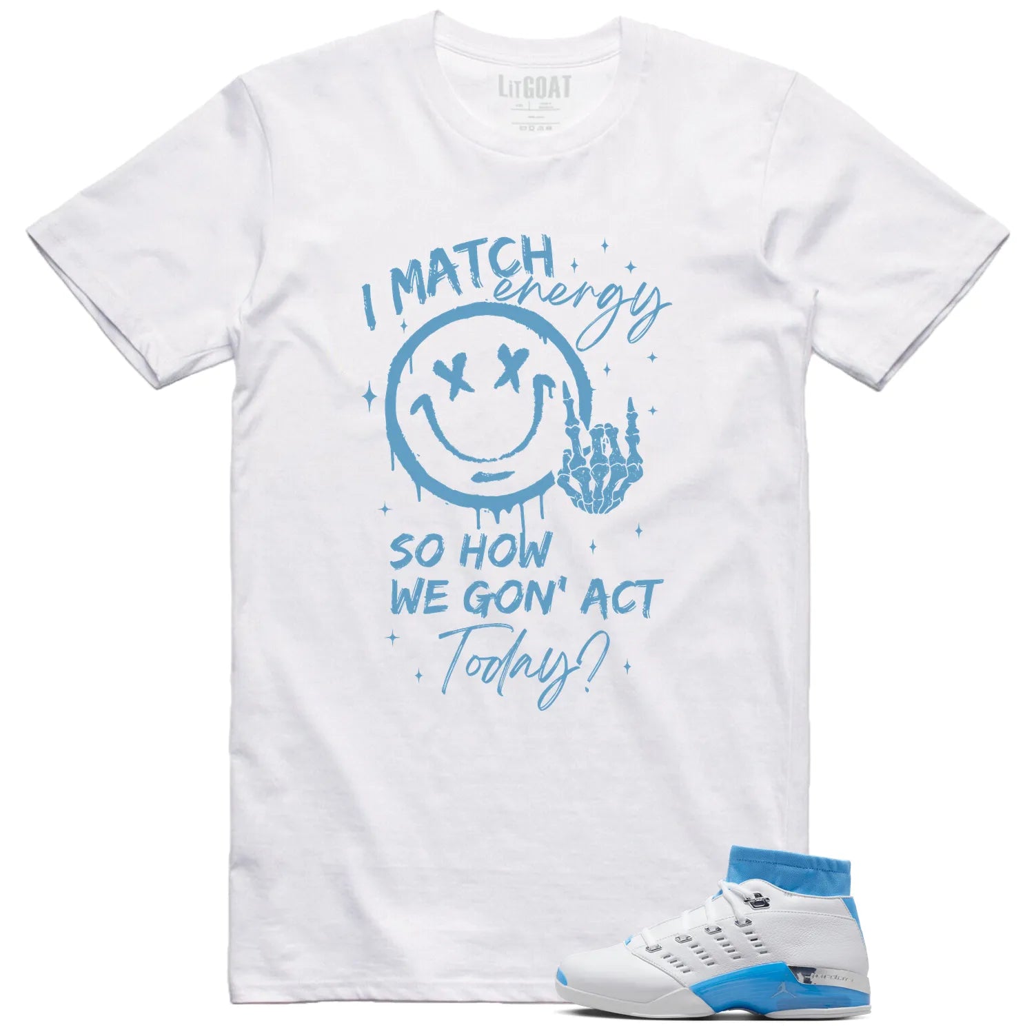 Jordan 17 Retro Low SP University Blue (2024) Matching T-shirt Match Energy FJ0395-101 T-Shirt, Sneaker Match Tee