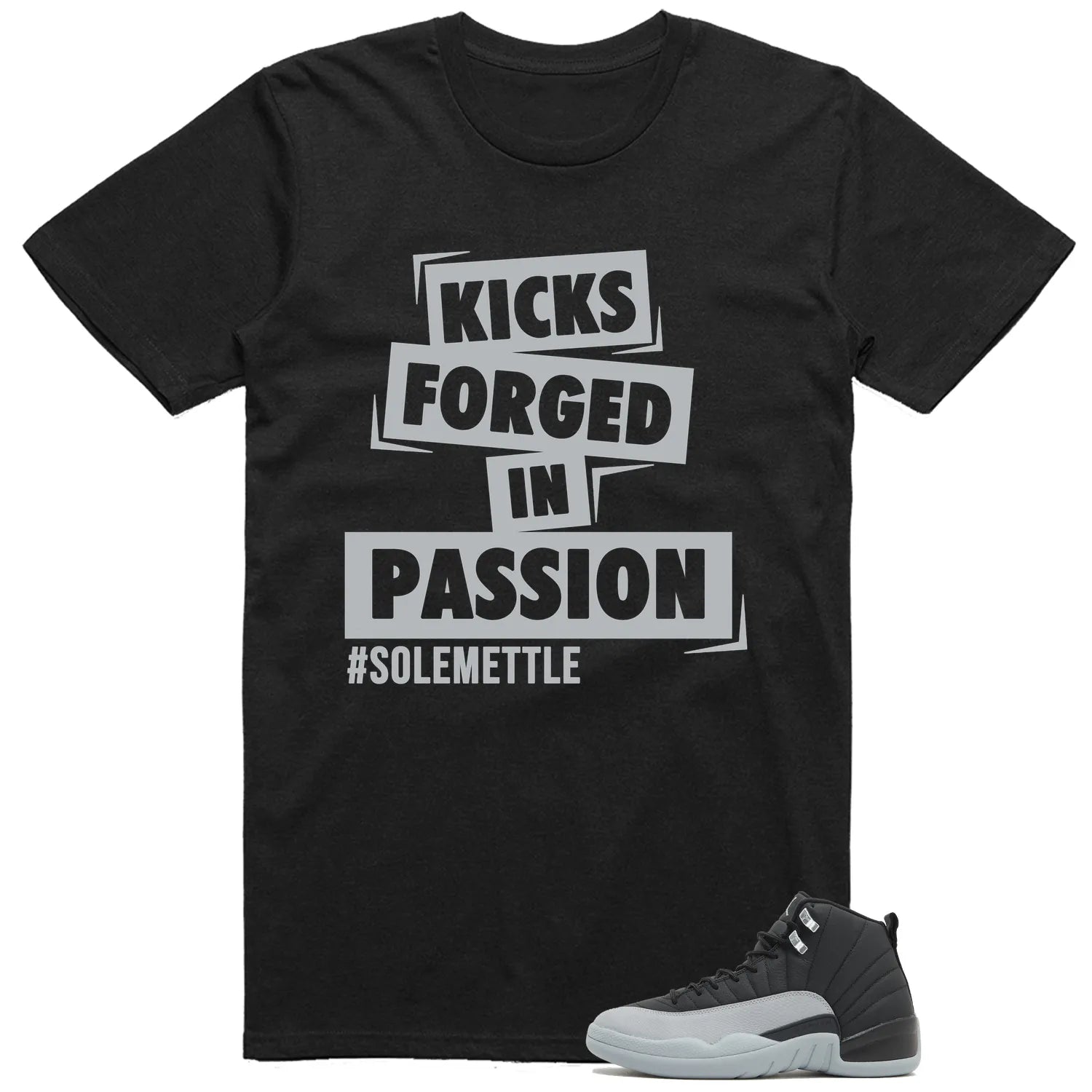Passion Kicks Tee – Perfect Match for Jordan 12 Retro Barons Black/Wolf Grey-White CT8013-010 T-Shirt, Sneaker Match Tee