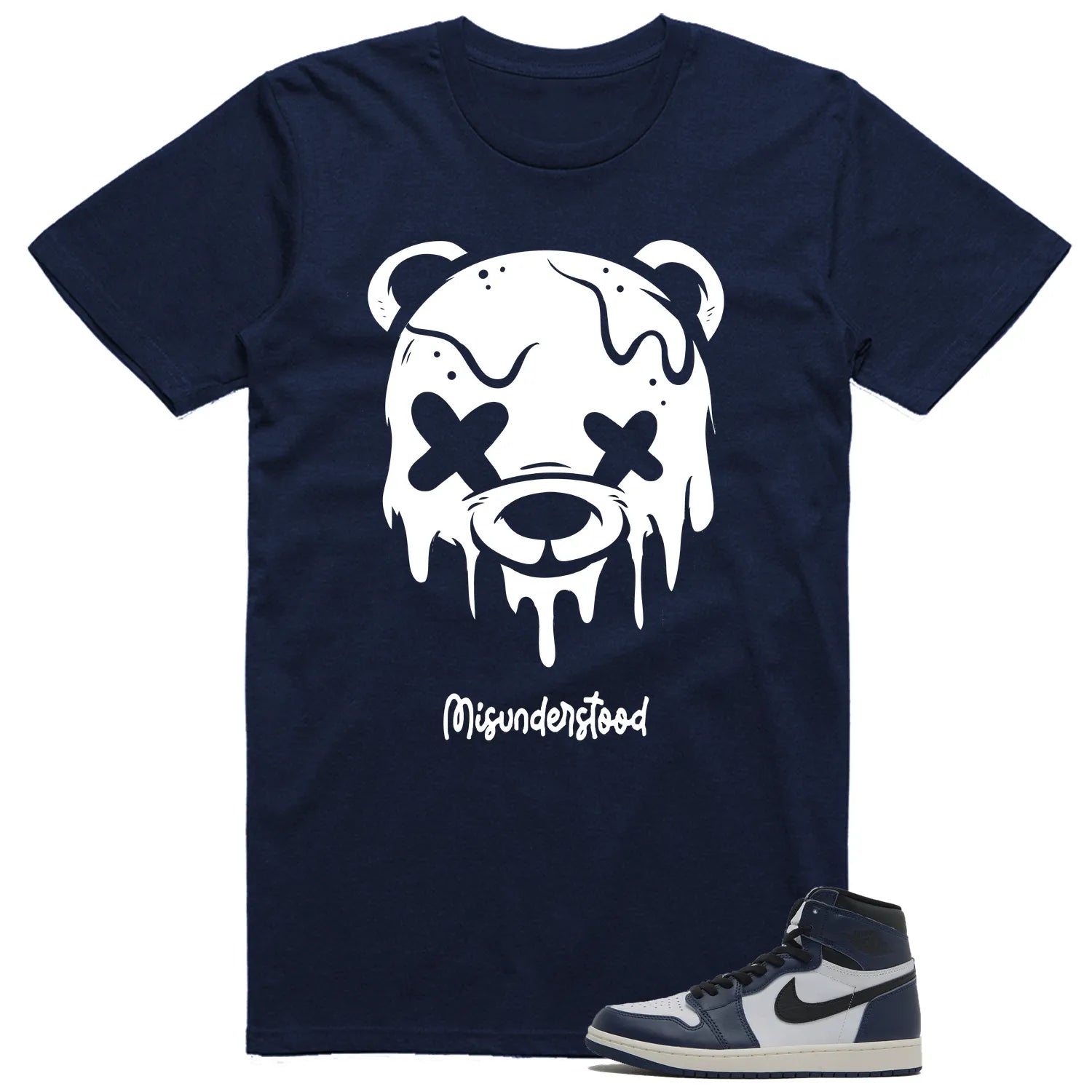 Air Jordan 1 High OG Midnight Navy Matching T-shirt Halloween Drippy Bear DZ5485-401 T-Shirt, Sneaker Match Tee