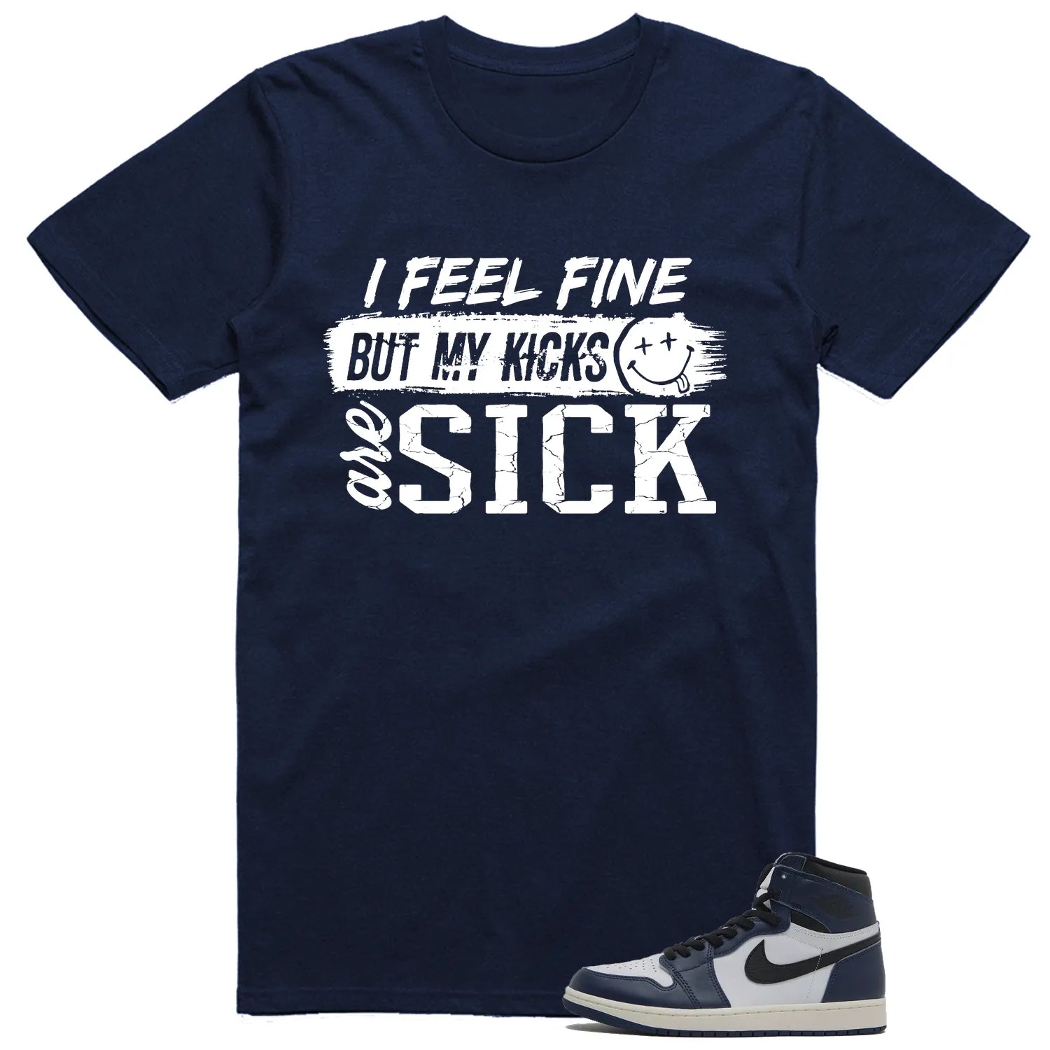 Air Jordan 1 High OG Midnight Navy Matching T-shirt Sick Kicks DZ5485-401 T-Shirt, Sneaker Match Tee