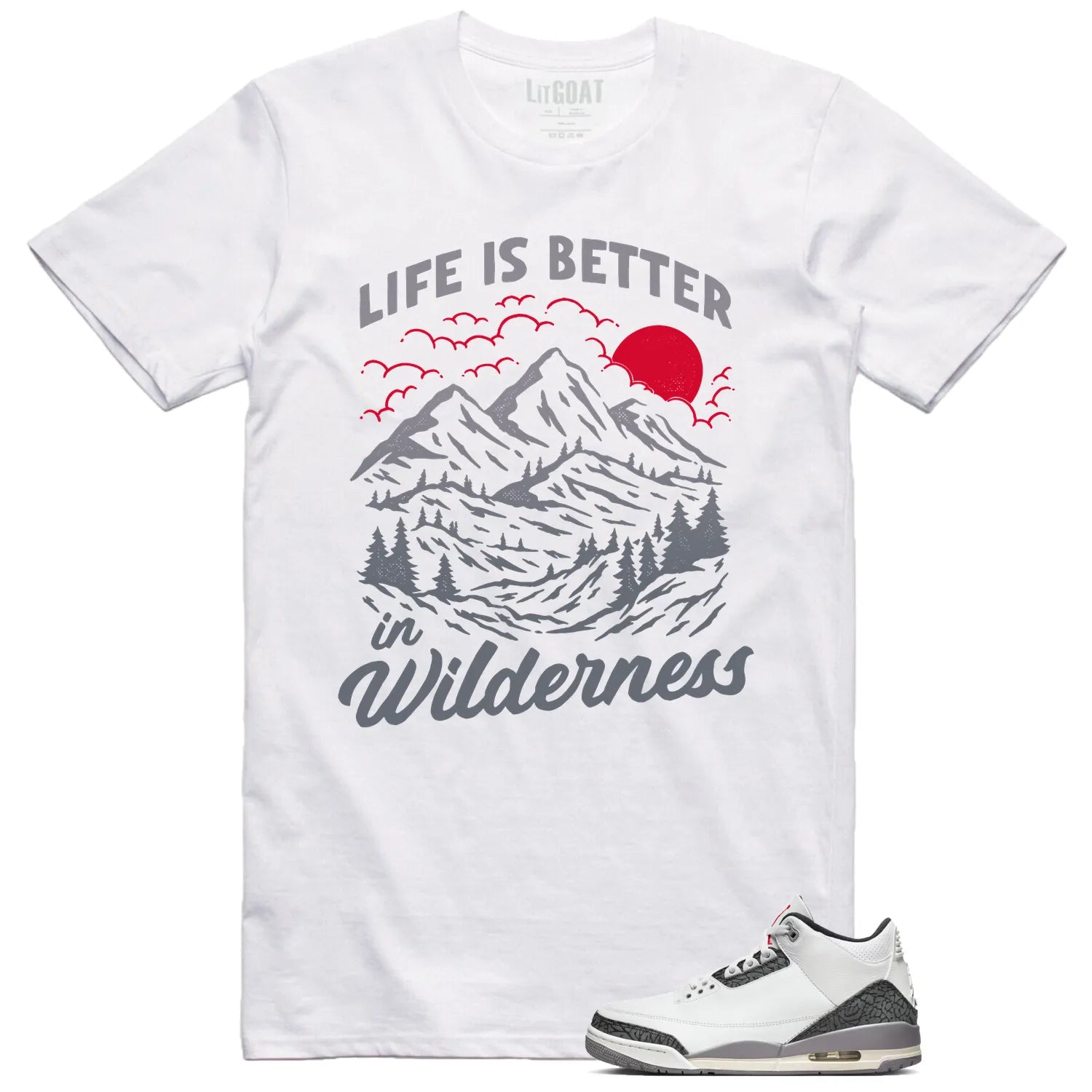 Air Jordan 3 Retro "Cement Grey" Matching T-shirt Wilderness CT8532-106 T-Shirt, Sneaker Match Tee