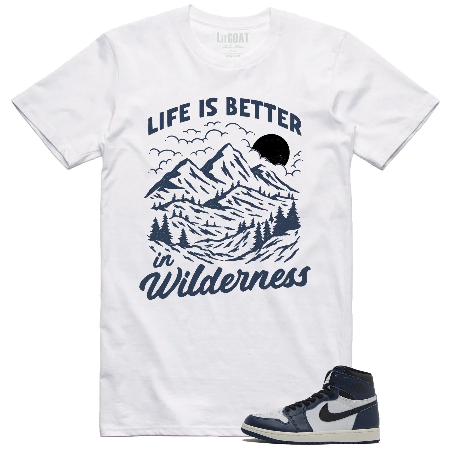 Jordan 1 High OG Midnight Navy Matching T-shirt Wilderness DZ5485-401 T-Shirt, Sneaker Match Tee