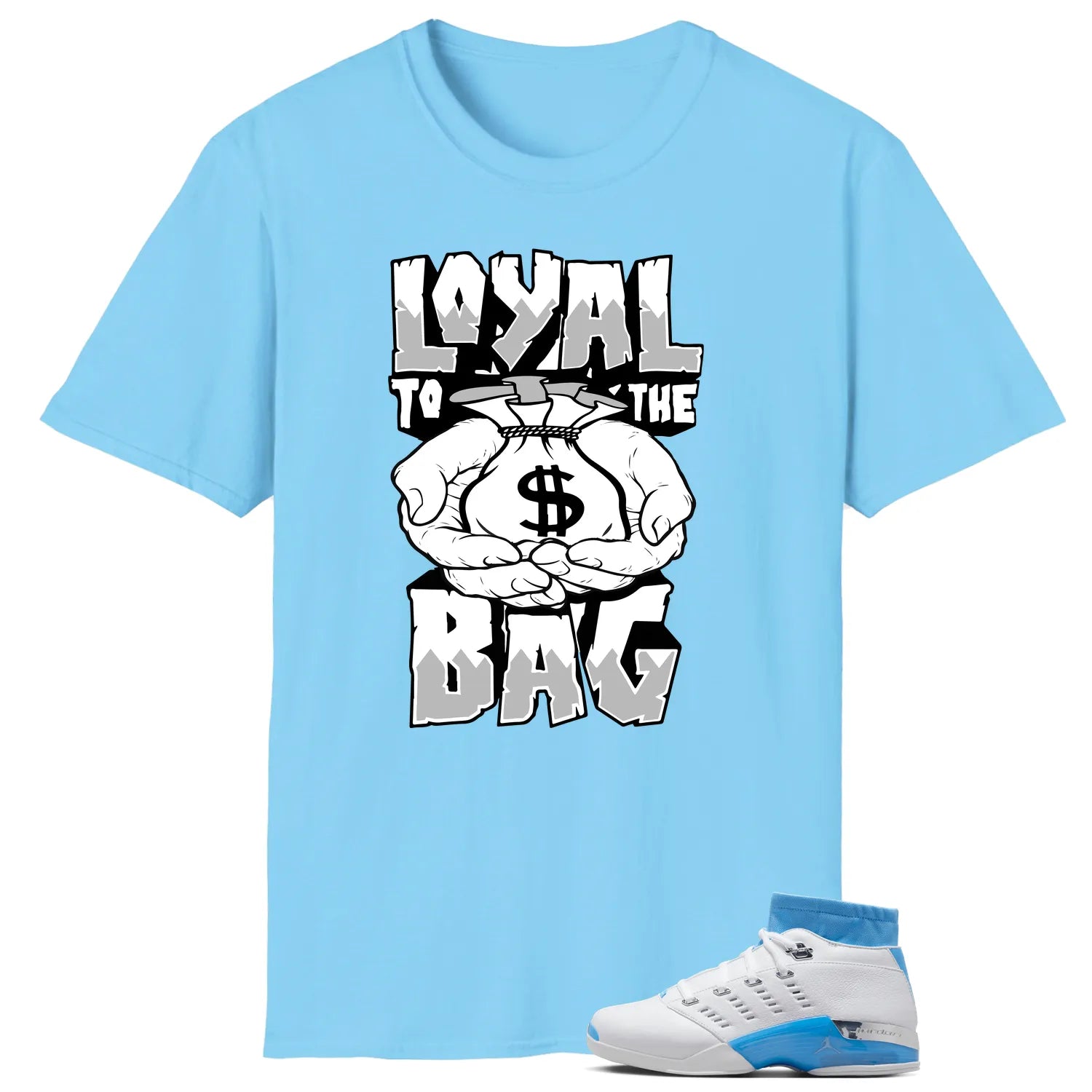 Air Jordan 17 Retro Low SP University Blue (2024) Matching T-shirt Money Loyalty FJ0395-101 T-Shirt, Sneaker Match Tee