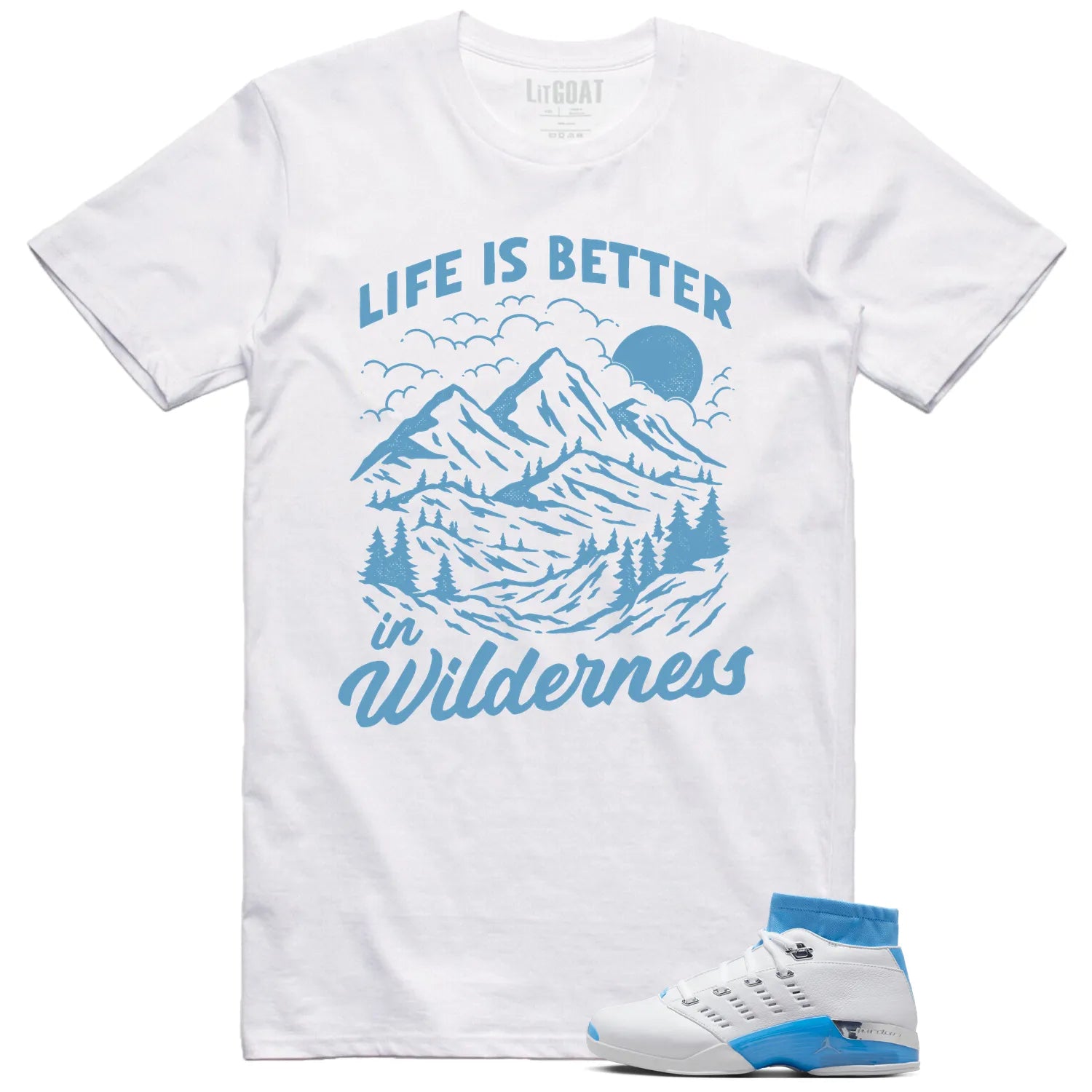 Jordan 17 Retro Low SP University Blue (2024) Matching T-shirt Wilderness FJ0395-101 T-Shirt, Sneaker Match Tee