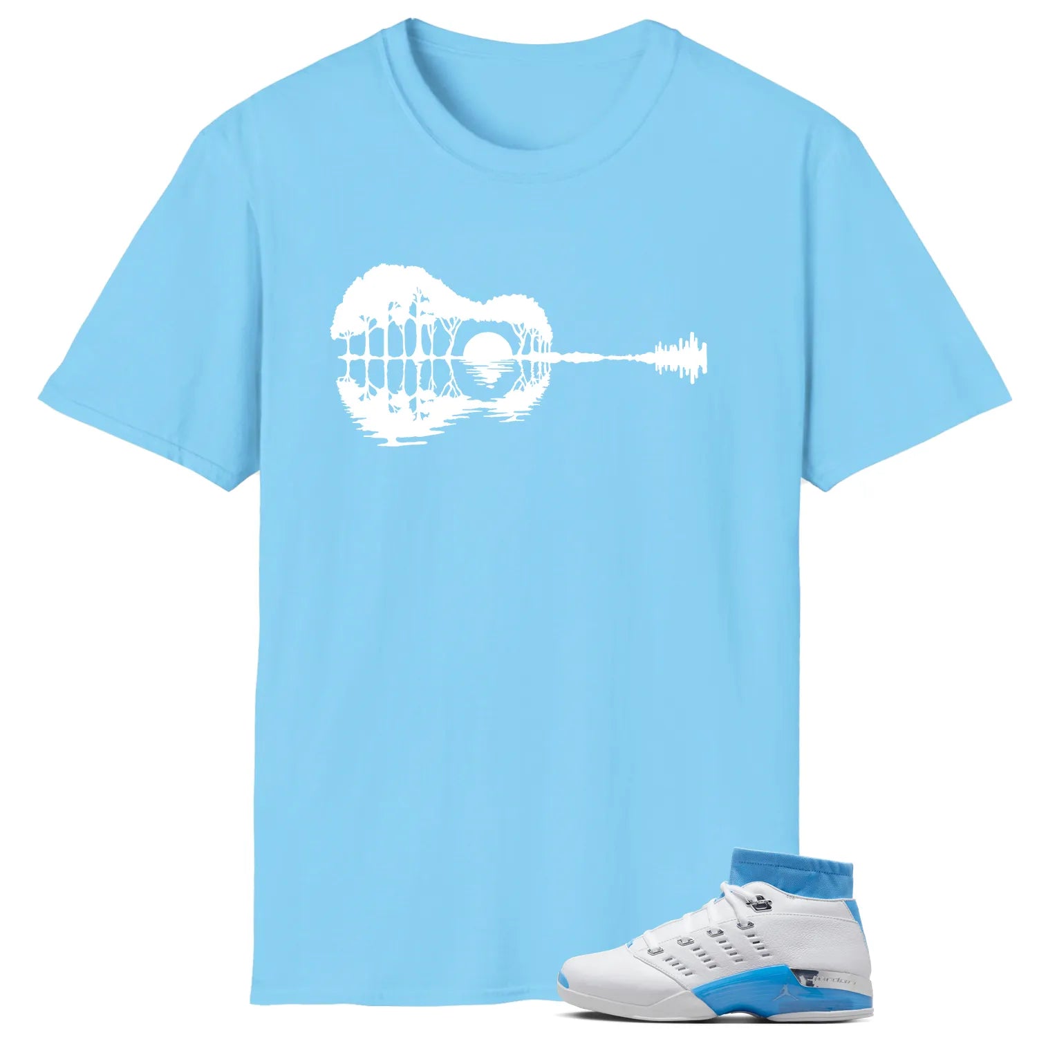 Air Jordan 17 Retro Low SP University Blue (2024) Matching T-shirt Guitar FJ0395-101 T-Shirt, Sneaker Match Tee