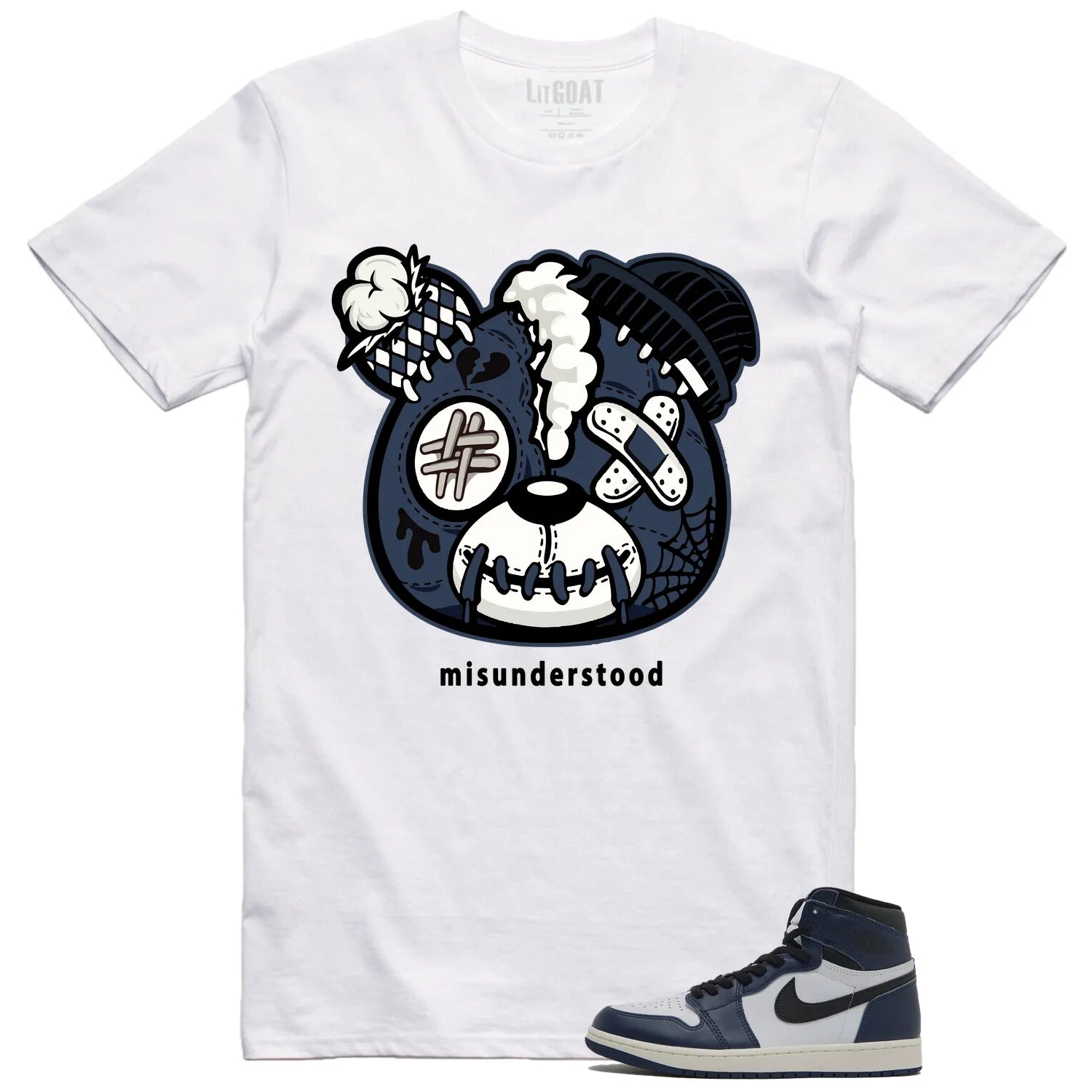 Jordan 1 High OG Midnight Navy Matching T-shirt Halloween Teddy Bear DZ5485-401 T-Shirt, Sneaker Match Tee