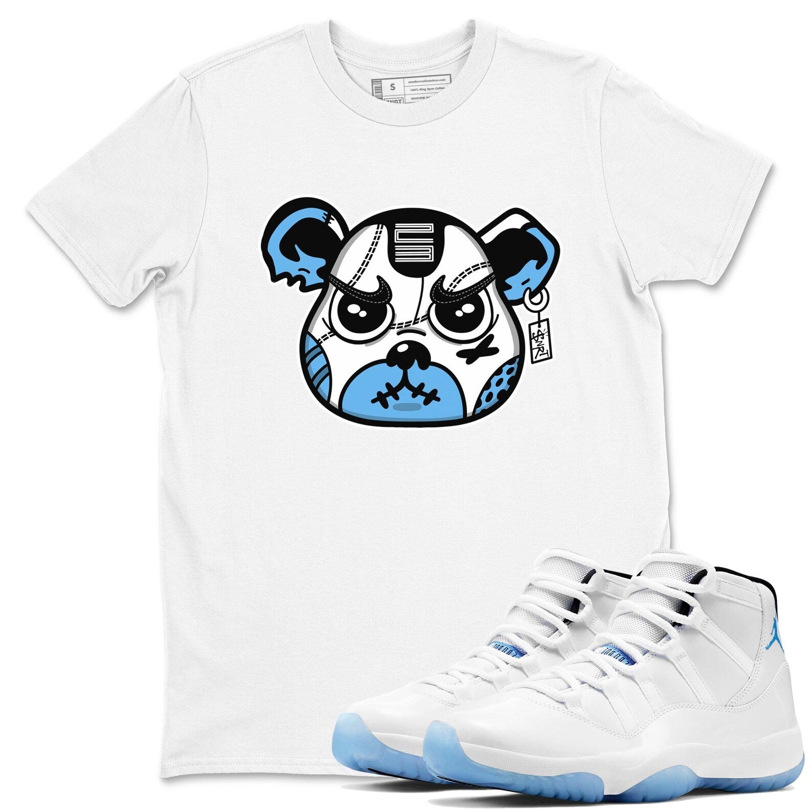 Sneaker Bear Face Graphic T-Shirt to wear with jordans 11s Retro Legend Blue, CT8012-104 T-Shirt, Sneaker Match Tee