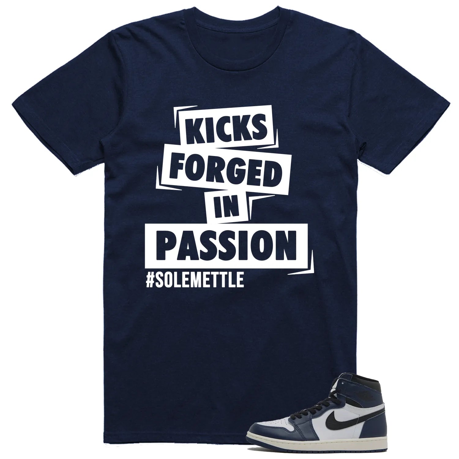Air Jordan 1 High OG Midnight Navy Matching T-shirt Kicks Passion DZ5485-401 T-Shirt, Sneaker Match Tee