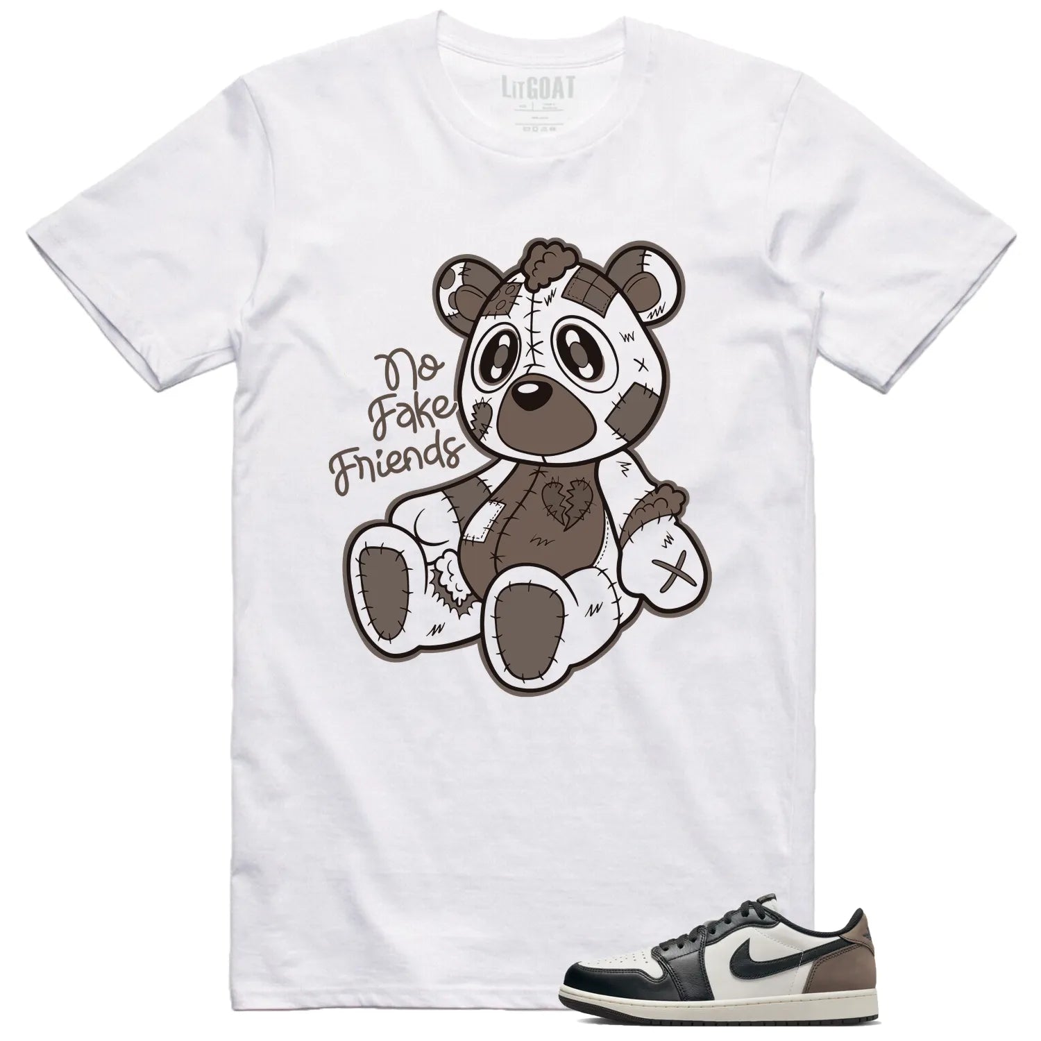Fake Friends Tee for Jordan 1 Retro Low OG Mocha Fans CZ0790-102 T-Shirt, Sneaker Match Tee