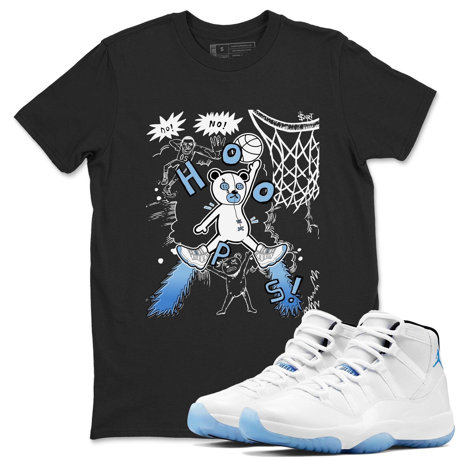 Stop The Bear Graphic T-Shirt to wear with jordans 11s Retro Legend Blue, CT8012-104 T-Shirt, Sneaker Match Tee