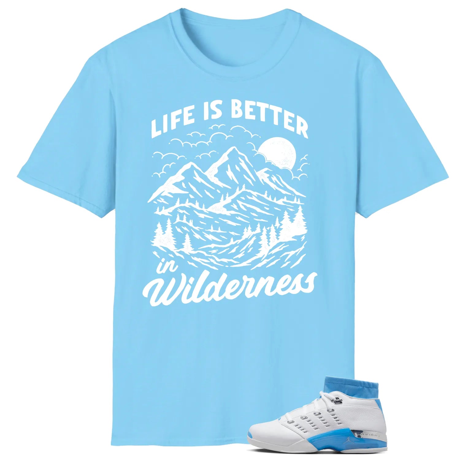 Air Jordan 17 Retro Low SP University Blue (2024) Matching T-shirt Wilderness FJ0395-101 T-Shirt, Sneaker Match Tee