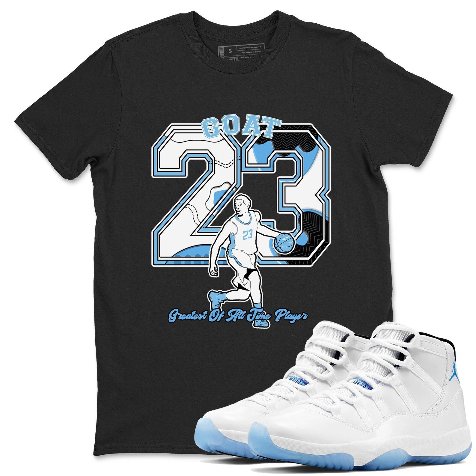Goat Player Graphic T-Shirt  best t shirts to wear with jordans 11s Retro Legend Blue, CT8012-104 T-Shirt, Sneaker Match Tee