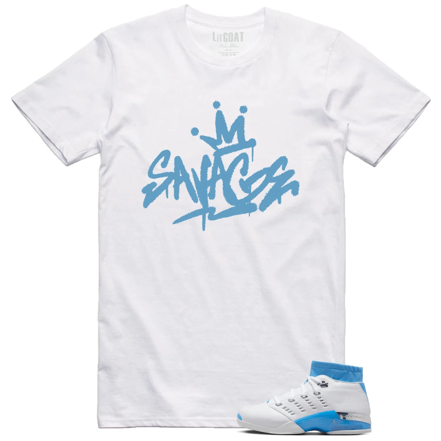 Jordan 17 Retro Low SP University Blue (2024) Matching T-shirt Savage FJ0395-101 T-Shirt, Sneaker Match Tee