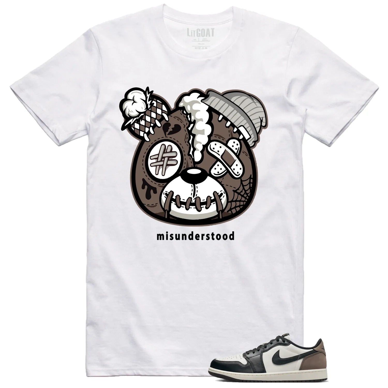 Jordan 1 Retro Low OG Mocha Sneaker Matching Tee – Teddy Bear CZ0790-102 T-Shirt, Sneaker Match Tee