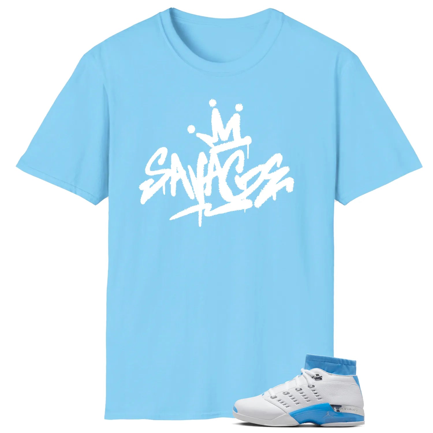 Air Jordan 17 Retro Low SP University Blue (2024) Matching T-shirt Savage FJ0395-101 T-Shirt, Sneaker Match Tee