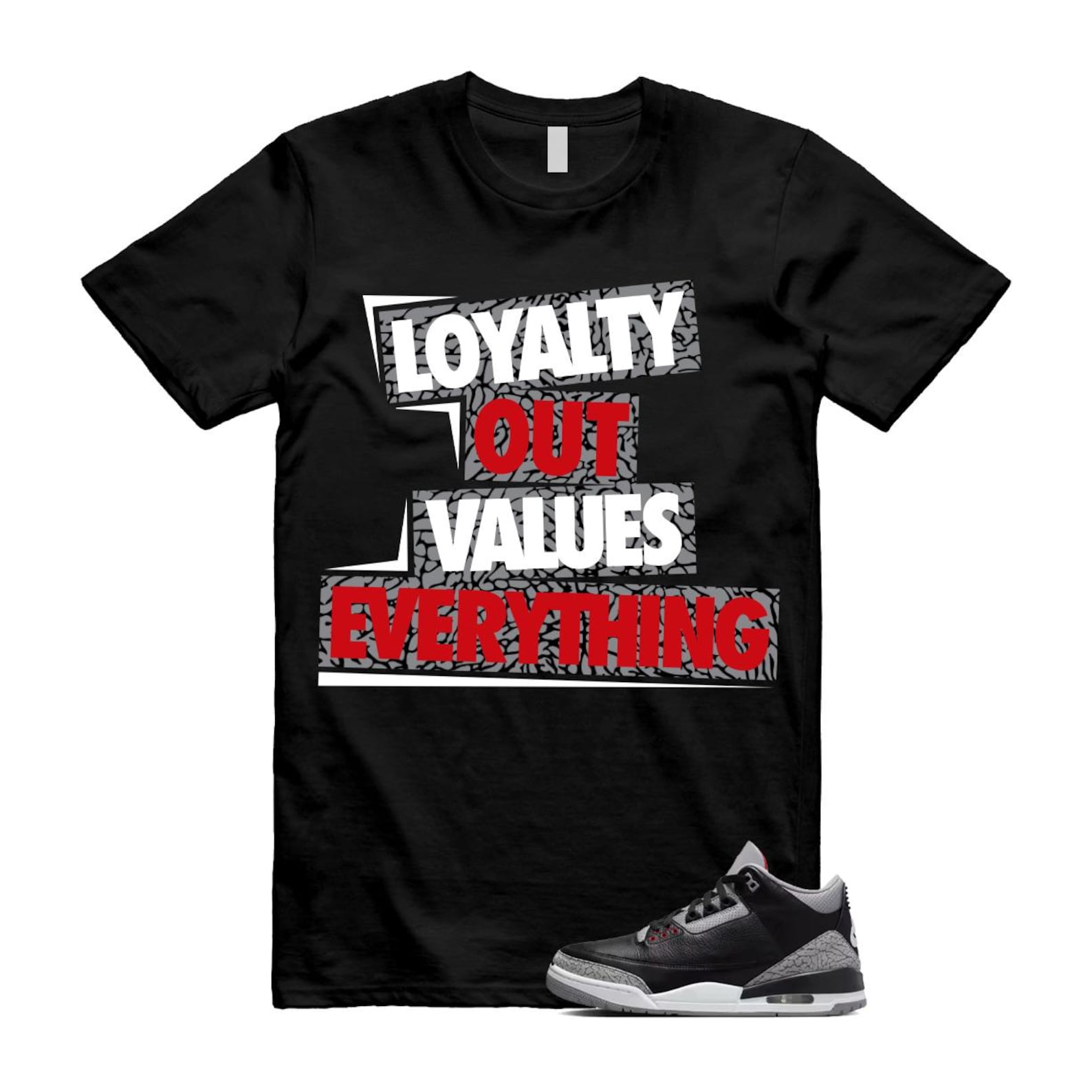 3 Black Cement Grey Fire Red Sail 2024 T Shirt Match LOVE ,DN3707-010 T-Shirt, Sneaker Match Tee