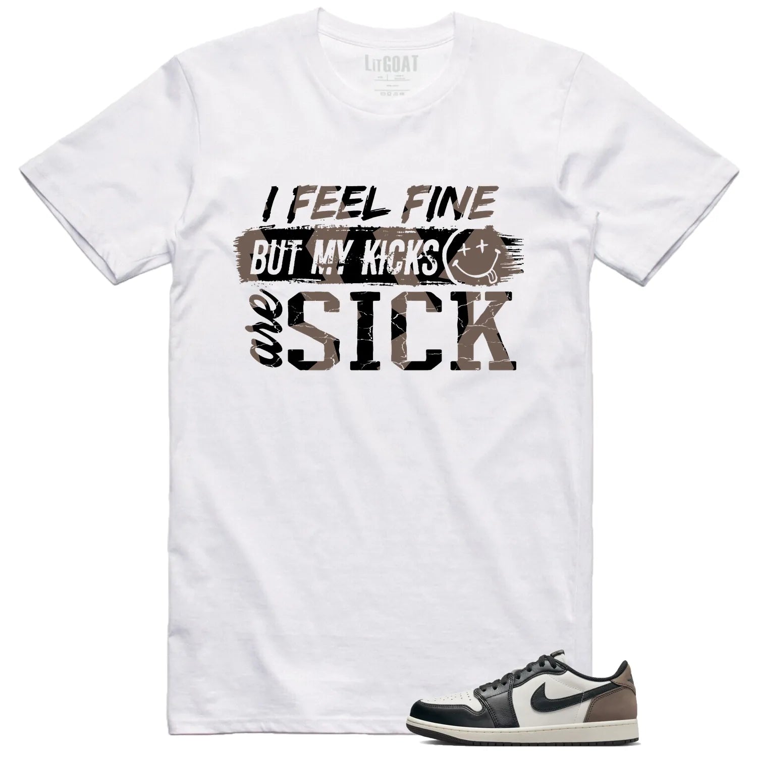 Jordan 1 Retro Low OG Mocha Match: Sick Kicks Shirt. CZ0790-102 T-Shirt, Sneaker Match Tee