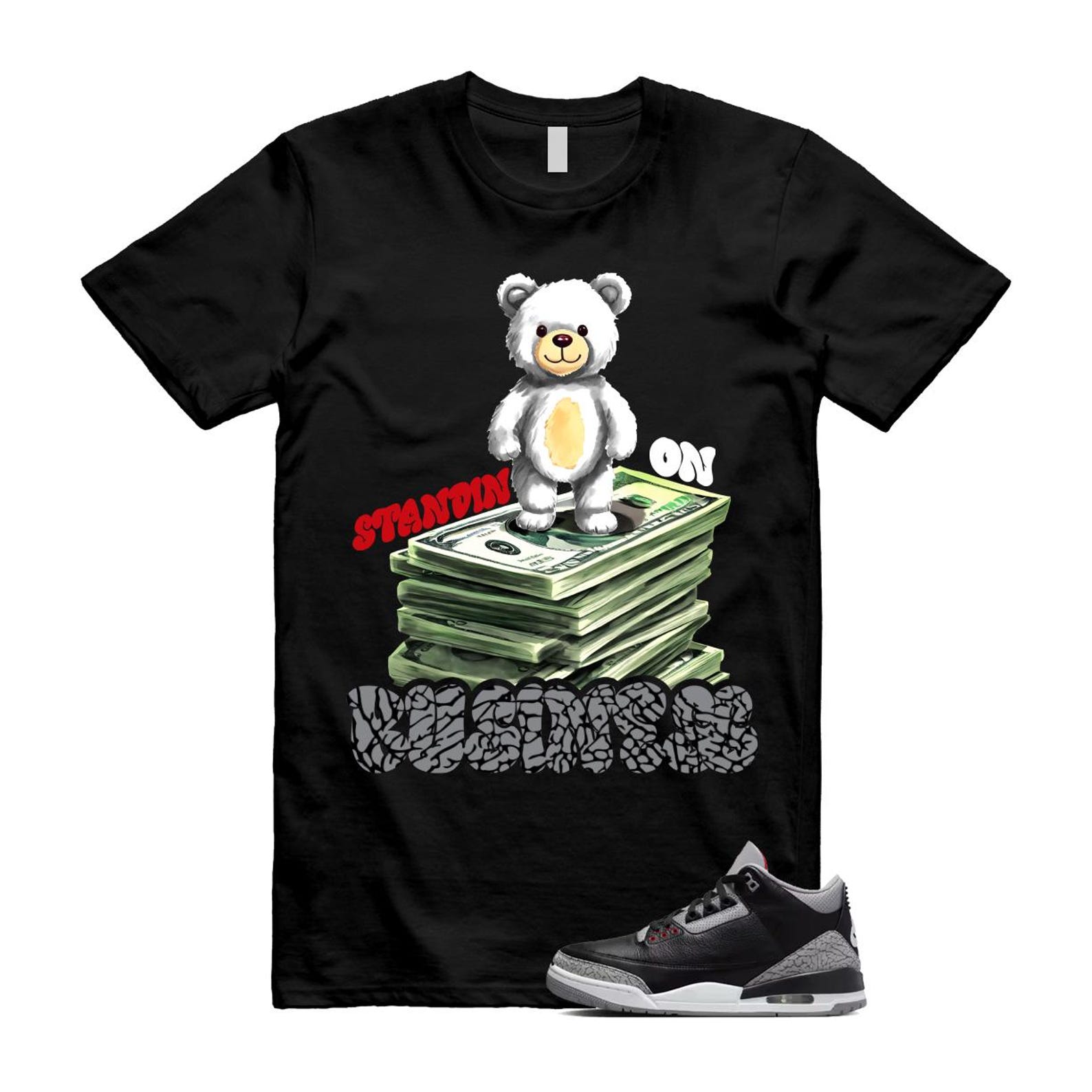 3 Black Cement Grey Fire Red Sail 2024 T Shirt Match SB2 ,DN3707-010 T-Shirt, Sneaker Match Tee