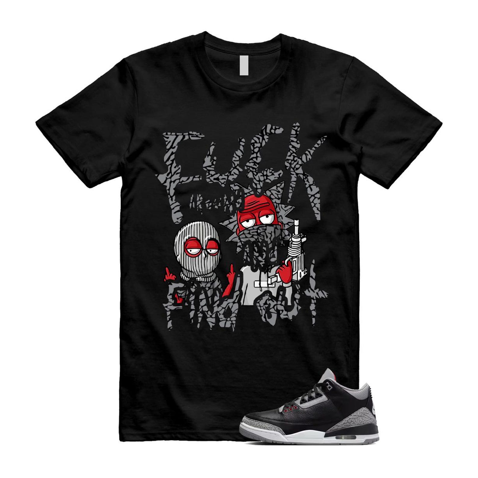 3 Black Cement Grey Fire Red Sail 2024 T Shirt Match MORTY ,DN3707-010 T-Shirt, Sneaker Match Tee