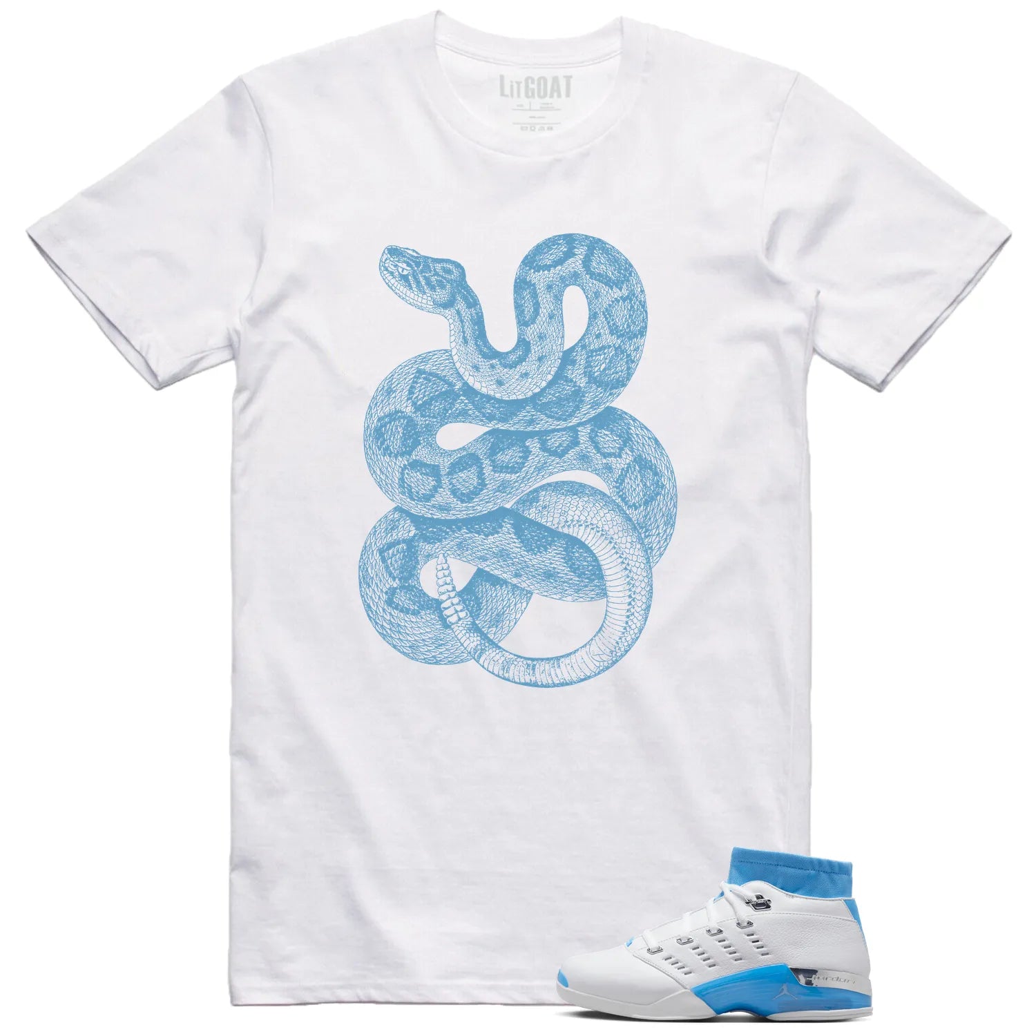 Jordan 17 Retro Low SP University Blue (2024) Matching T-shirt Python-Snake FJ0395-101 T-Shirt, Sneaker Match Tee