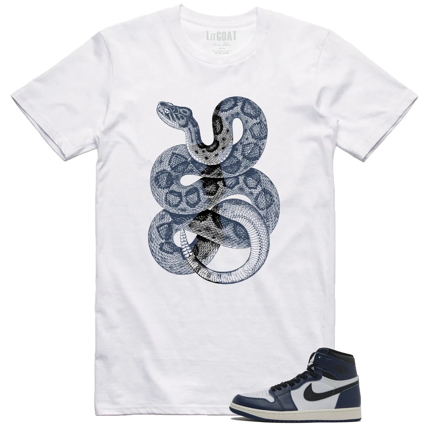 Jordan 1 High OG Midnight Navy Matching T-shirt Python Snake DZ5485-401 T-Shirt, Sneaker Match Tee