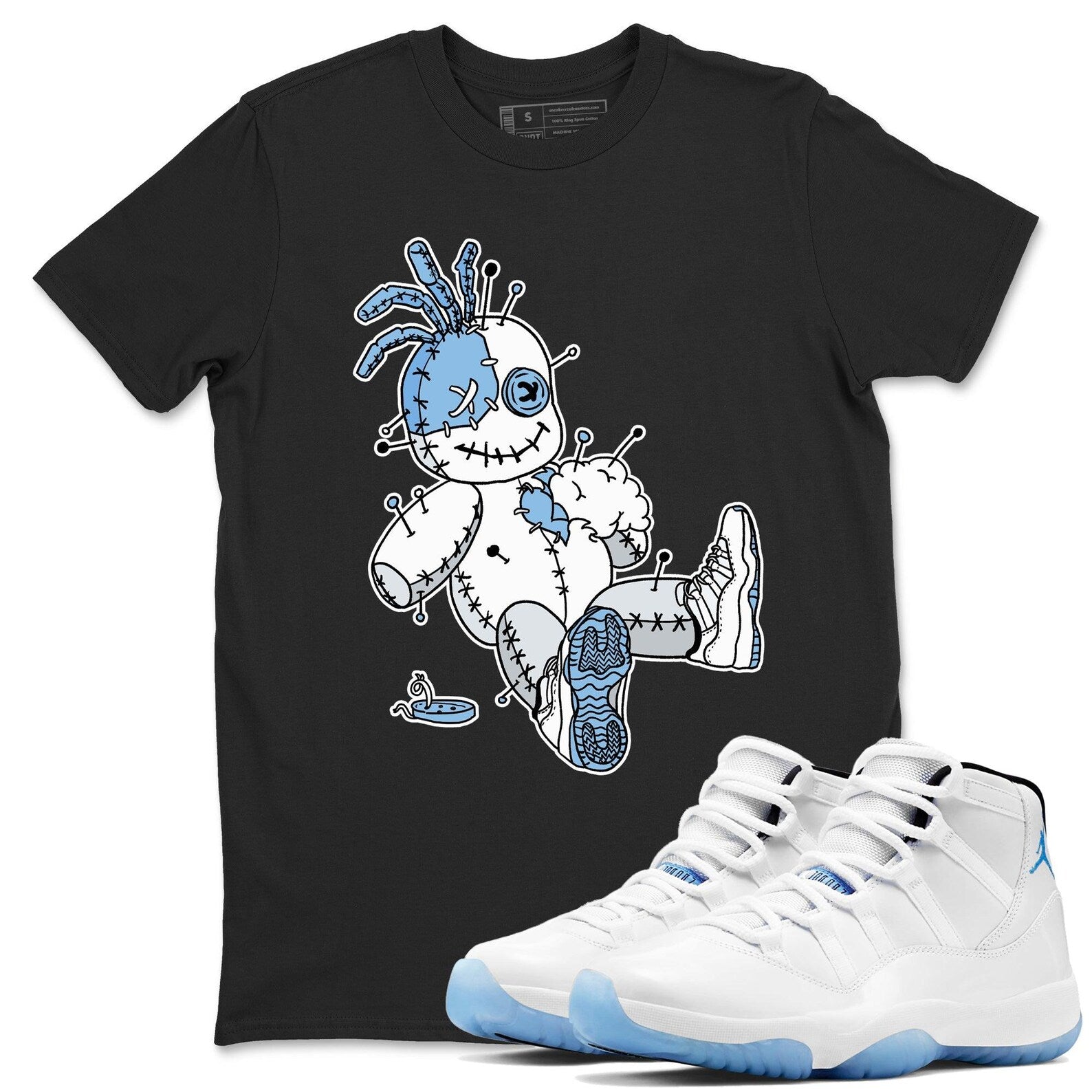 Voodoo Doll Graphic T-Shirt to wear with jordans 11s Retro Legend Blue, CT8012-104 T-Shirt, Sneaker Match Tee