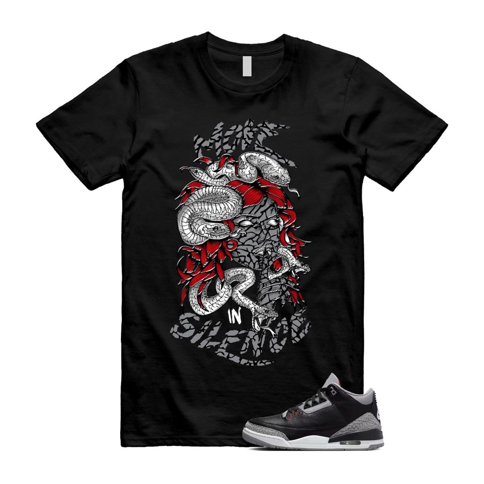 3 Black Cement Grey Fire Red Sail 2024 T Shirt Match MIS ,DN3707-010 T-Shirt, Sneaker Match Tee