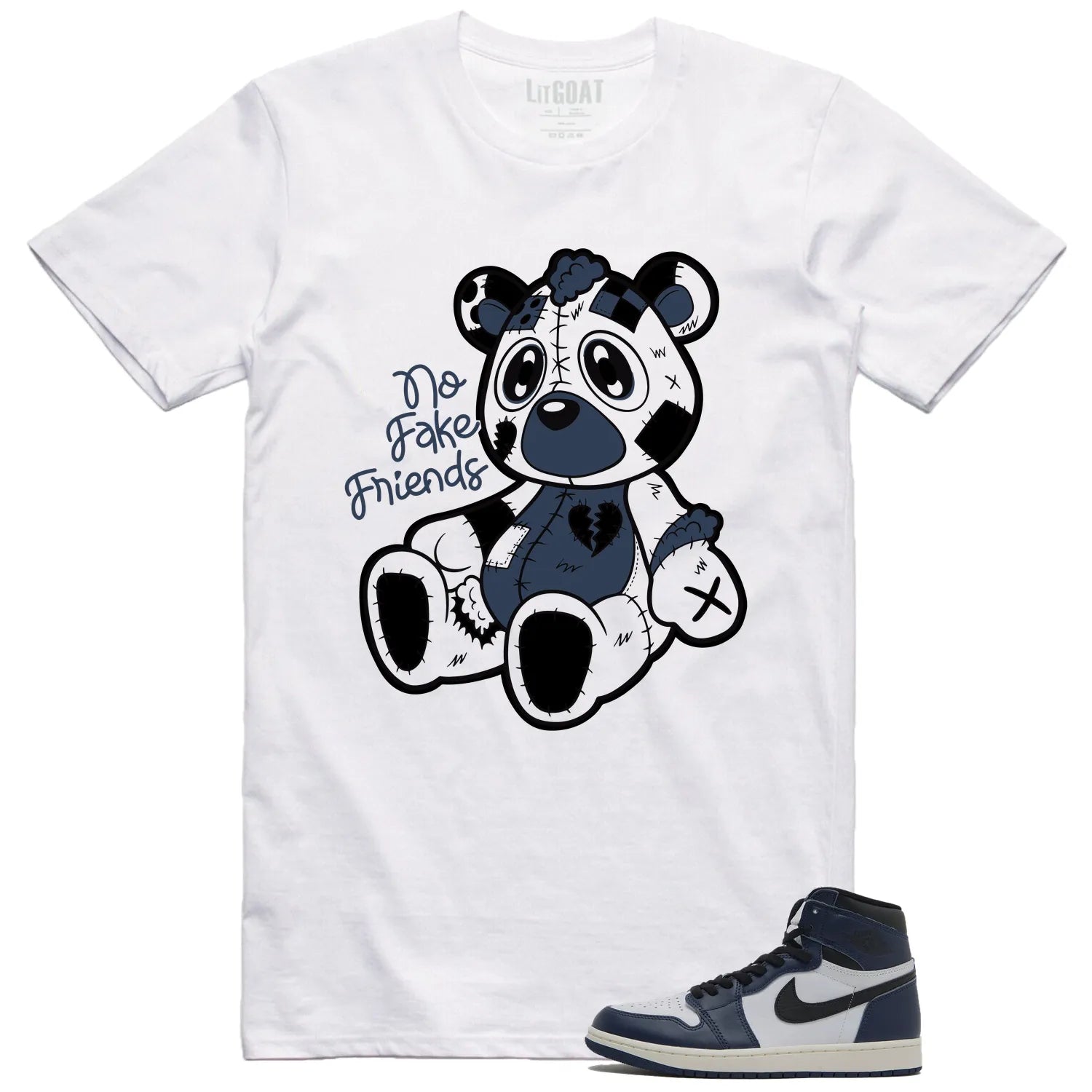Jordan 1 High OG Midnight Navy Matching T-shirt Fake Friends DZ5485-401 T-Shirt, Sneaker Match Tee
