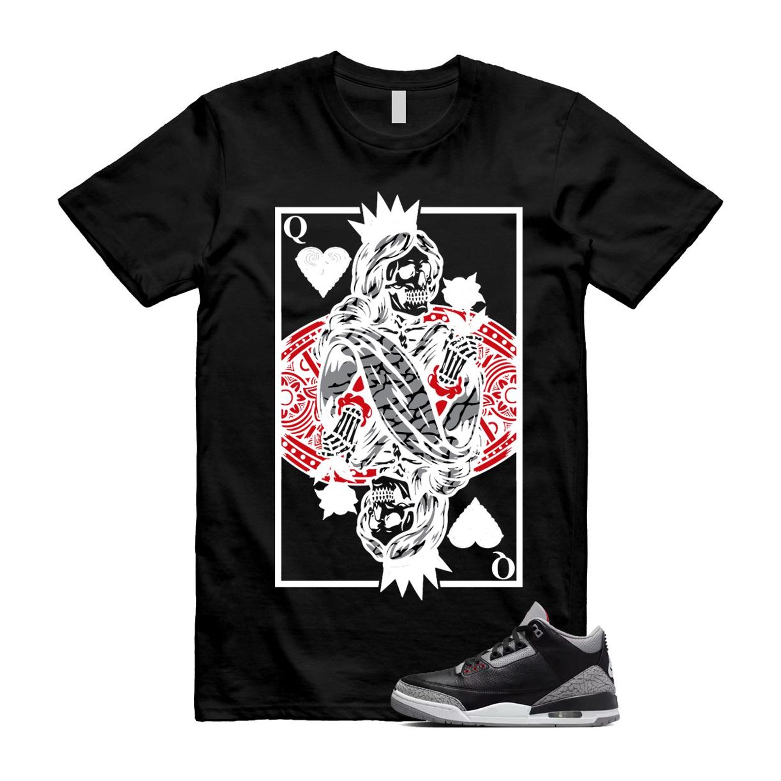 3 Black Cement Grey Fire Red Sail 2024 T Shirt Match QC ,DN3707-010 T-Shirt, Sneaker Match Tee