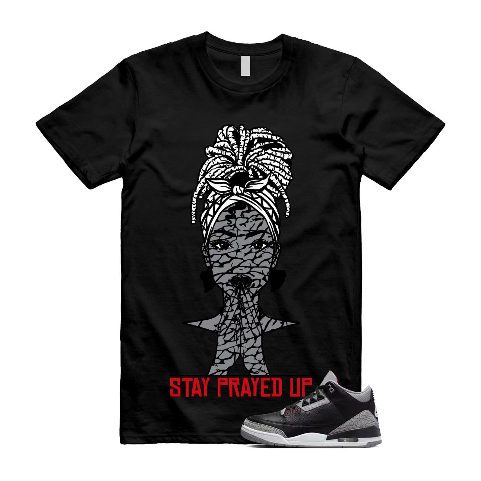 3 Black Cement Grey Fire Red Sail 2024 T Shirt Match PRAY ,DN3707-010 T-Shirt, Sneaker Match Tee