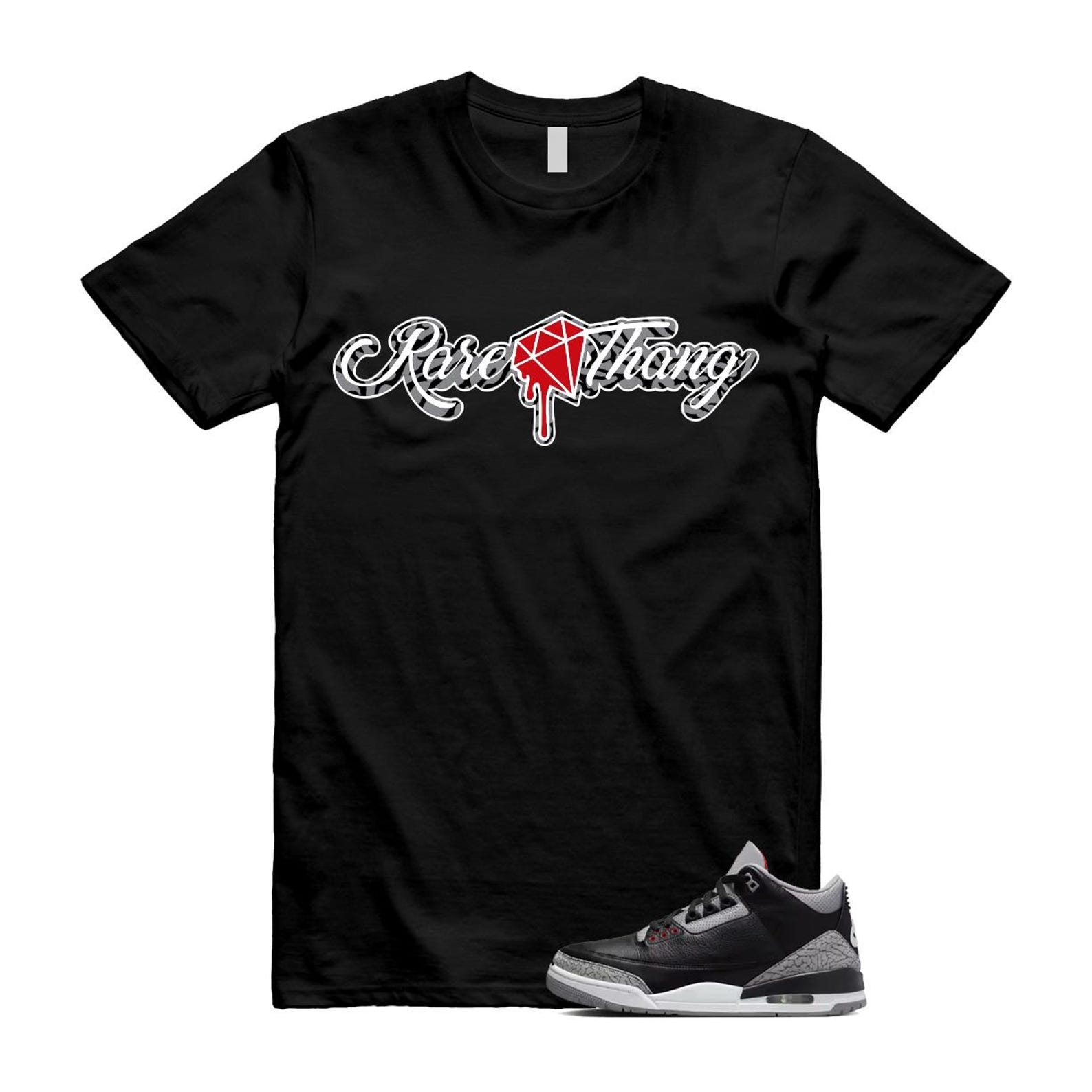 3 Black Cement Grey Fire Red Sail 2024 T Shirt Match RARE ,DN3707-010 T-Shirt, Sneaker Match Tee