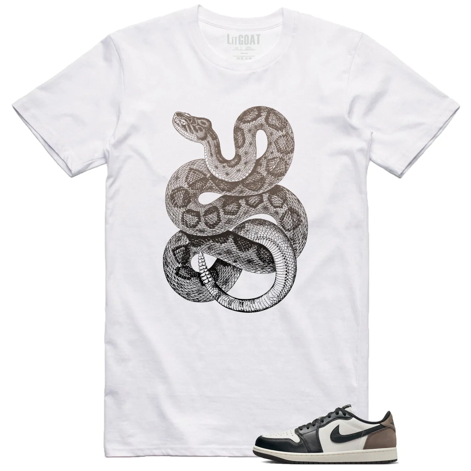 Python Snake Shirt for Jordan 1 Retro Low OG Mocha Sneaker CZ0790-102 T-Shirt, Sneaker Match Tee