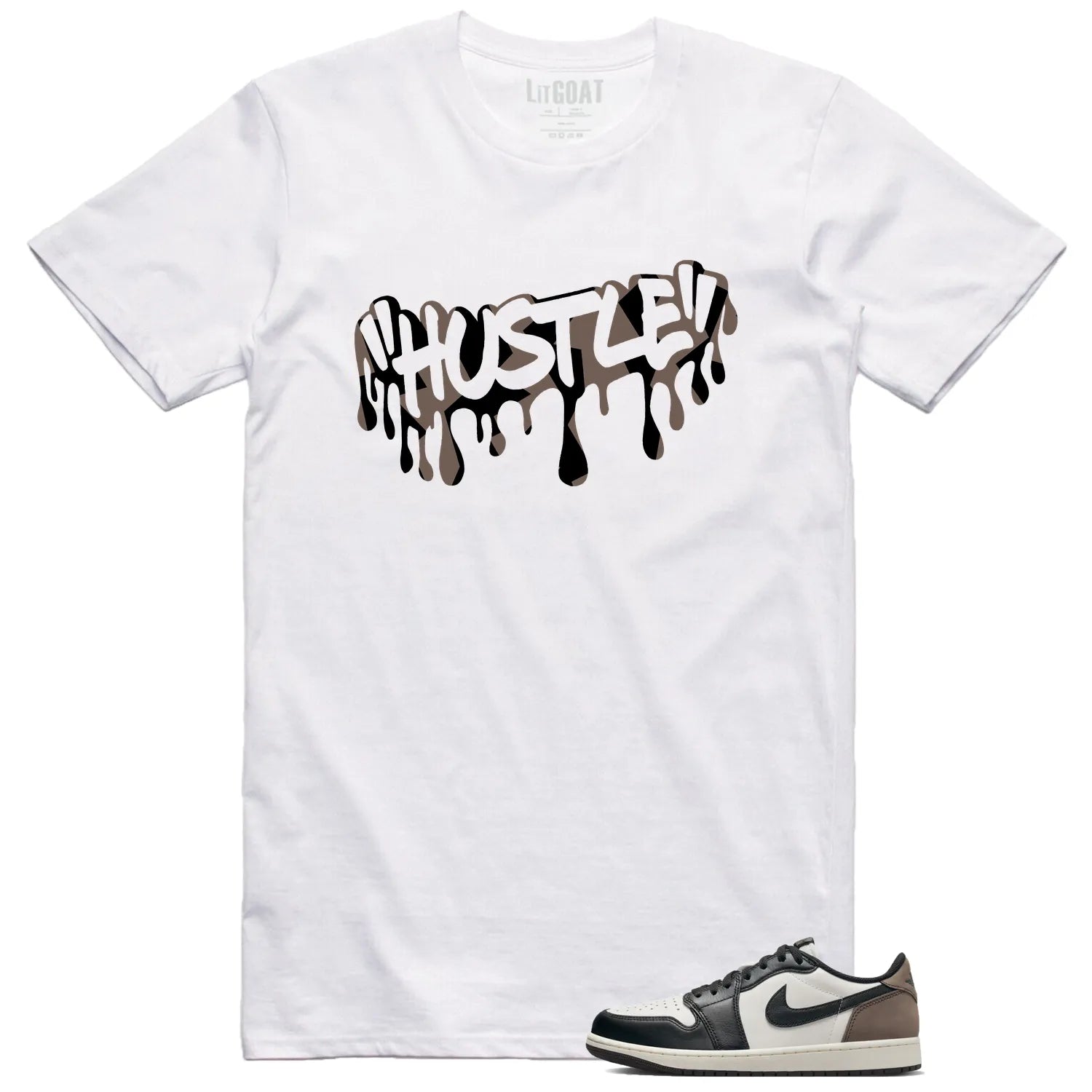 Hustle Drip Tee Matching Jordan 1 Retro Low OG Mocha CZ0790-102 T-Shirt, Sneaker Match Tee