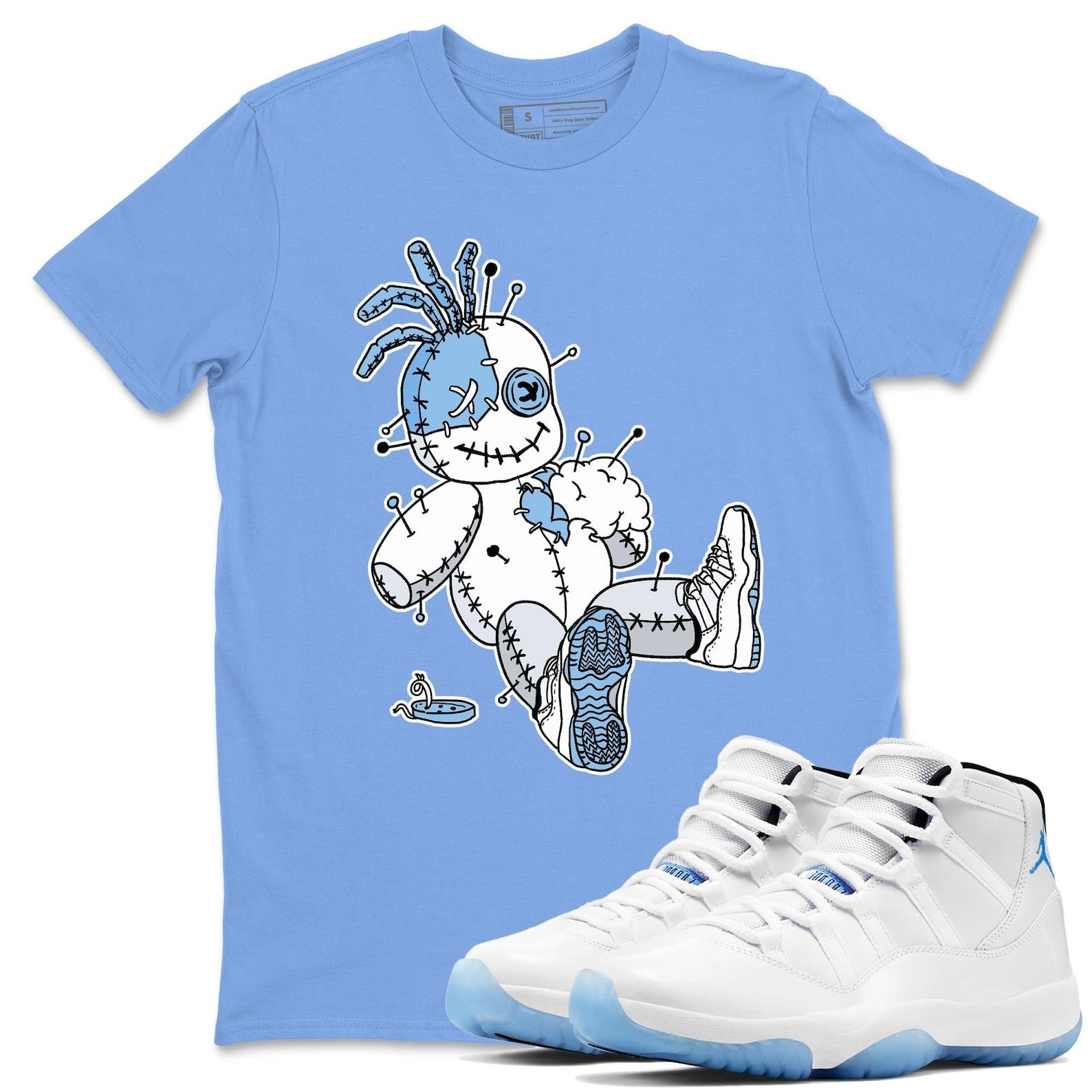 Voodoo Doll Graphic T-Shirt to wear with jordans 11s Retro Legend Blue, CT8012-104 T-Shirt, Sneaker Match Tee