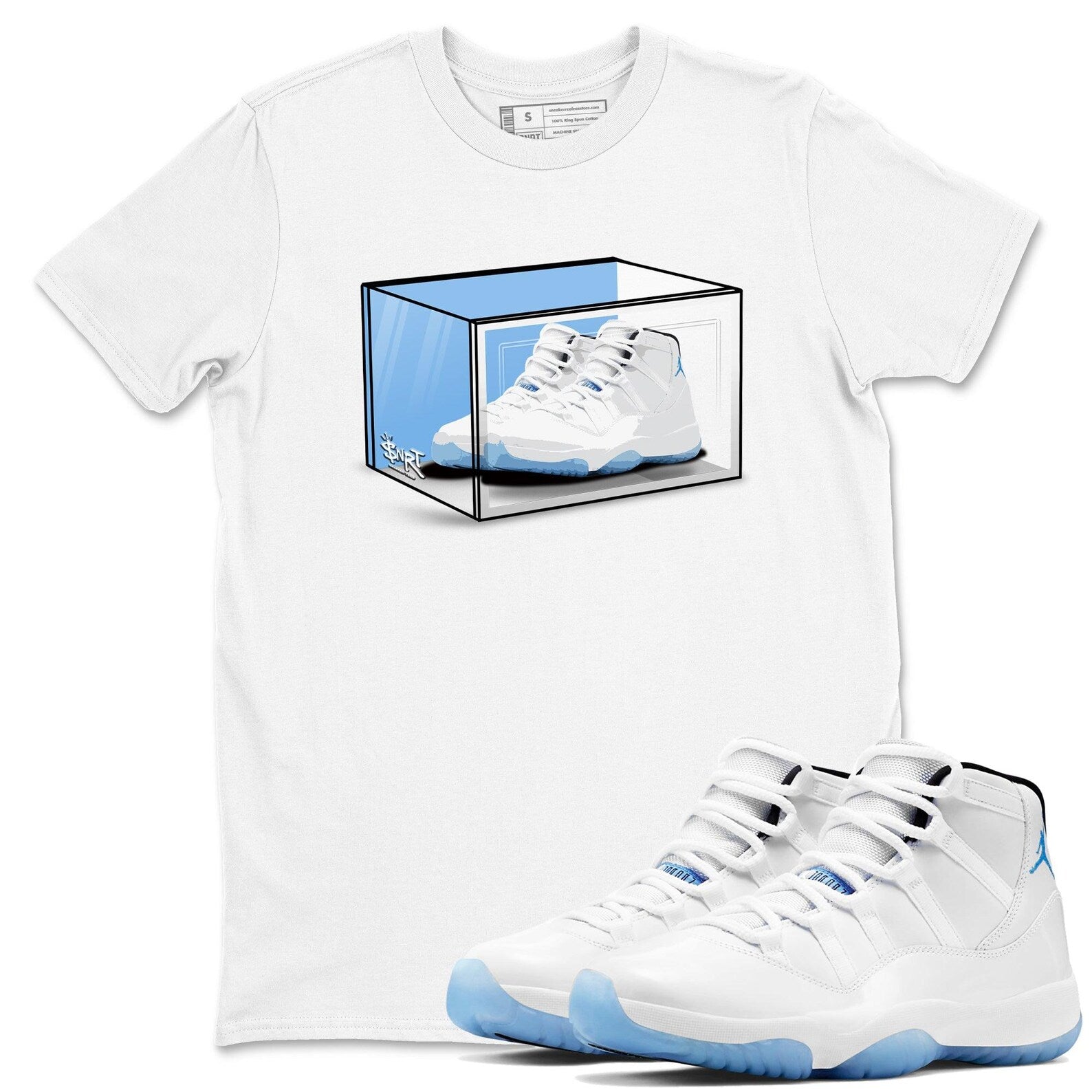 Shoe Box Graphic T-Shirt to wear with jordans 11s Retro Legend Blue, CT8012-104 T-Shirt, Sneaker Match Tee