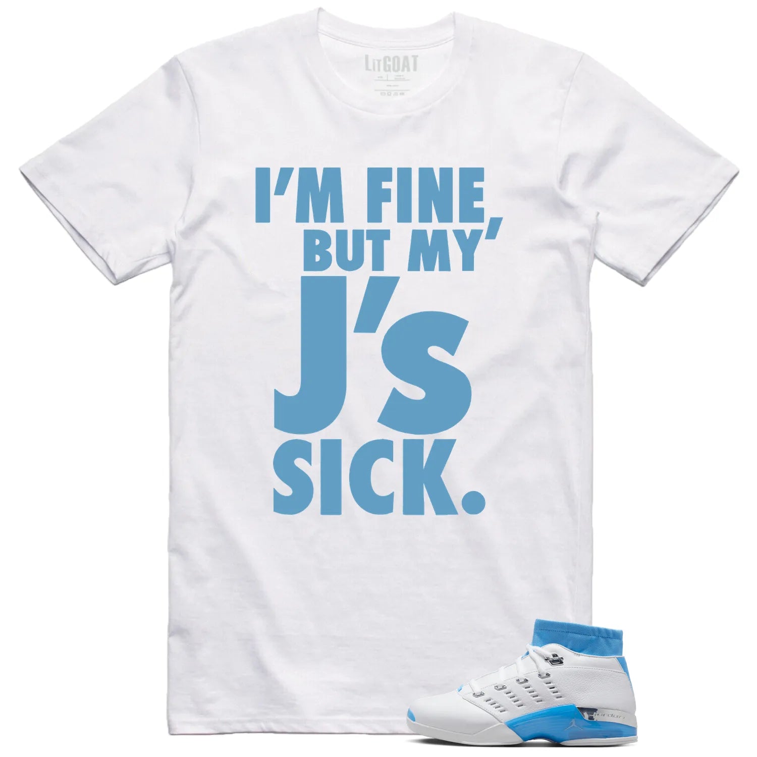 Jordan 17 Retro Low SP University Blue (2024) Matching T-shirt Sick Js FJ0395-101 T-Shirt, Sneaker Match Tee