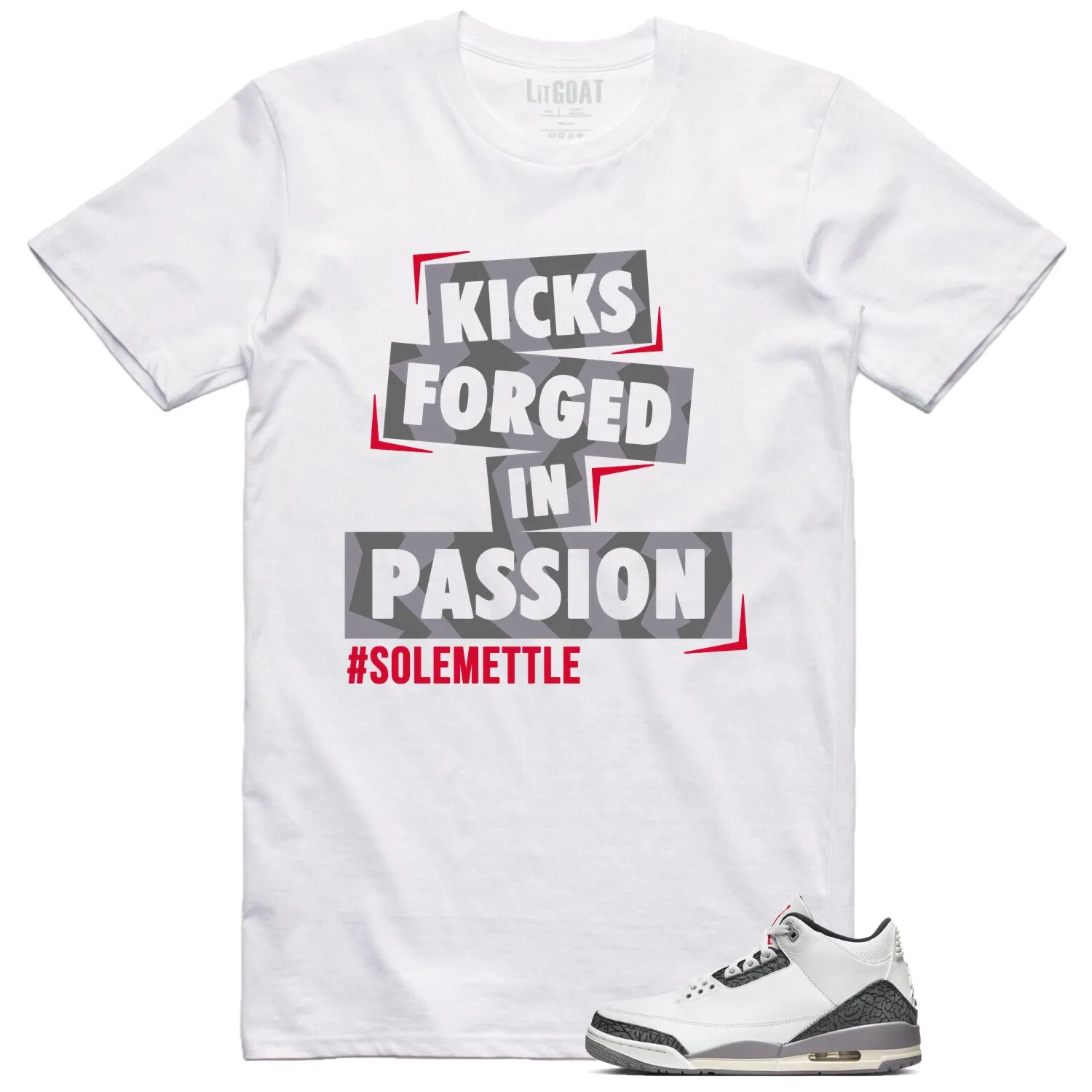 Air Jordan 3 Retro "Cement Grey" Matching T-shirt Kicks Passion CT8532-106 T-Shirt, Sneaker Match Tee