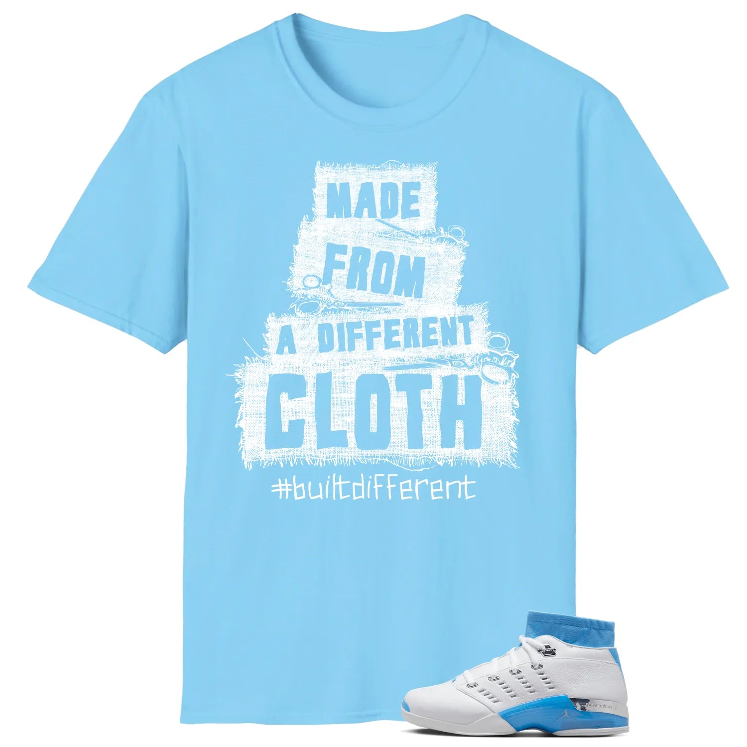 Air Jordan 17 Retro Low SP University Blue (2024) Matching T-shirt Built Different FJ0395-101 T-Shirt, Sneaker Match Tee