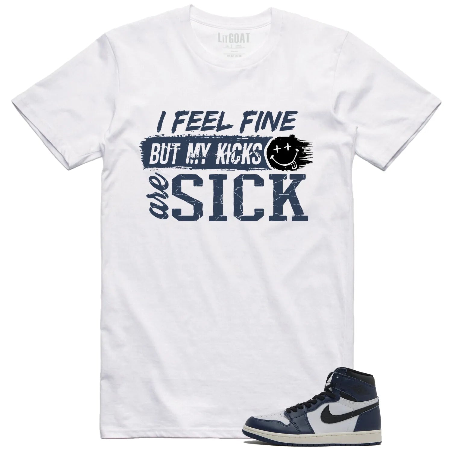 Jordan 1 High OG Midnight Navy Matching T-shirt Sick Kicks DZ5485-401 T-Shirt, Sneaker Match Tee