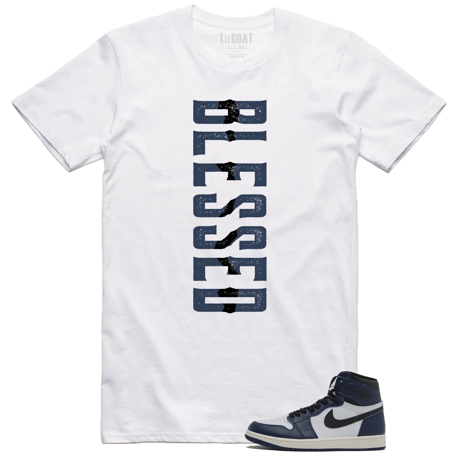 Jordan 1 High OG Midnight Navy Matching T-shirt Blessed DZ5485-401 T-Shirt, Sneaker Match Tee