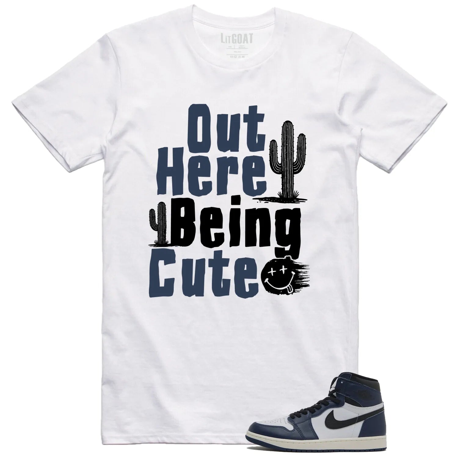 Jordan 1 High OG Midnight Navy Matching T-shirt Being Cute DZ5485-401 T-Shirt, Sneaker Match Tee
