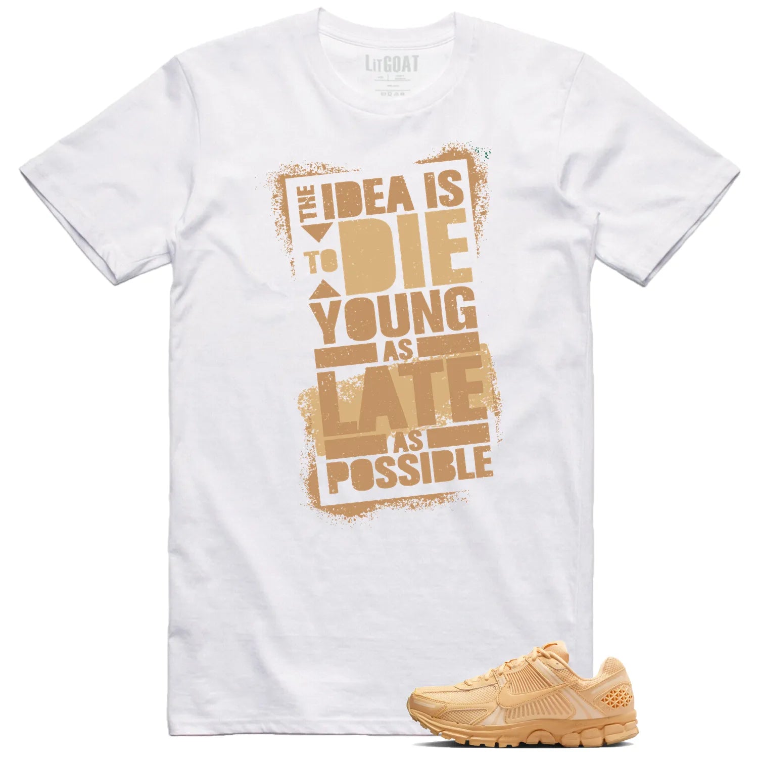Air Zoom Vomero 5 Celestial Gold Matching T-shirt Die Young HF5493-200 T-Shirt, Sneaker Match Tee