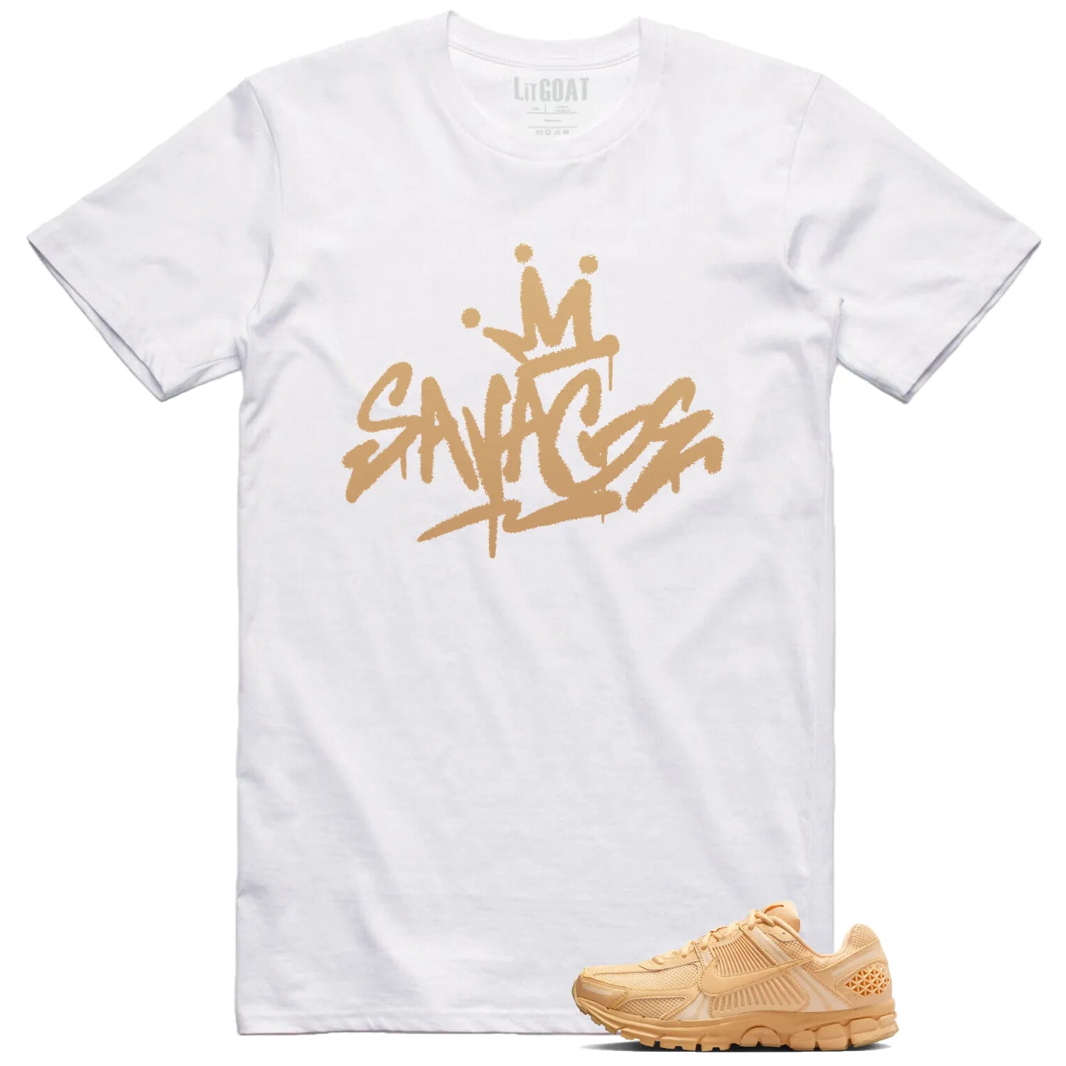 Air Zoom Vomero 5 Celestial Gold Matching T-shirt Savage HF5493-200 T-Shirt, Sneaker Match Tee