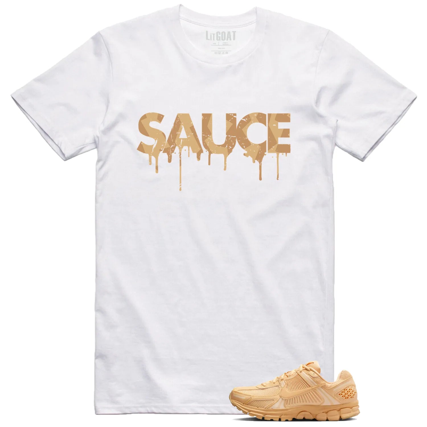 Air Zoom Vomero 5 Celestial Gold Matching T-shirt Sauce HF5493-200 T-Shirt, Sneaker Match Tee
