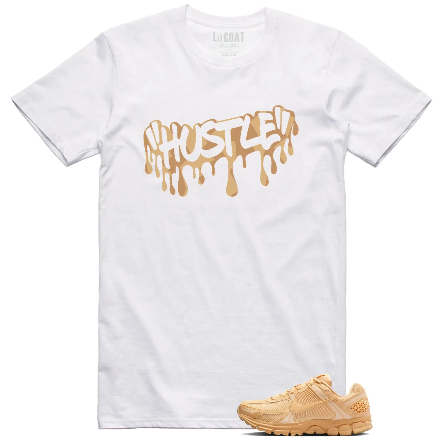 Air Zoom Vomero 5 Celestial Gold Matching T-shirt Hustle HF5493-200 T-Shirt, Sneaker Match Tee