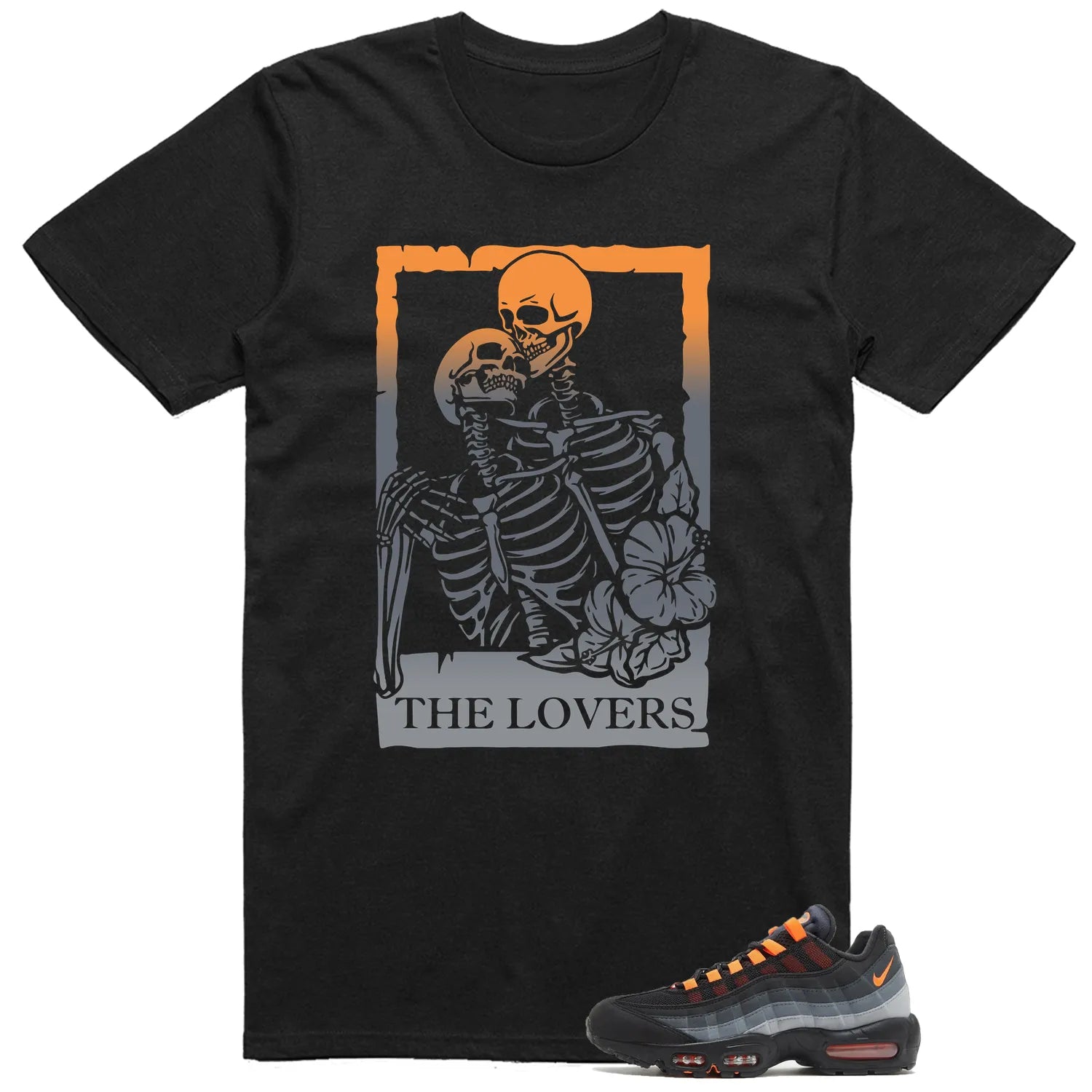 Air Max 95 Black Hyper Crimson Matching T-shirt The Lovers FV4710-002 T-Shirt, Sneaker Match Tee