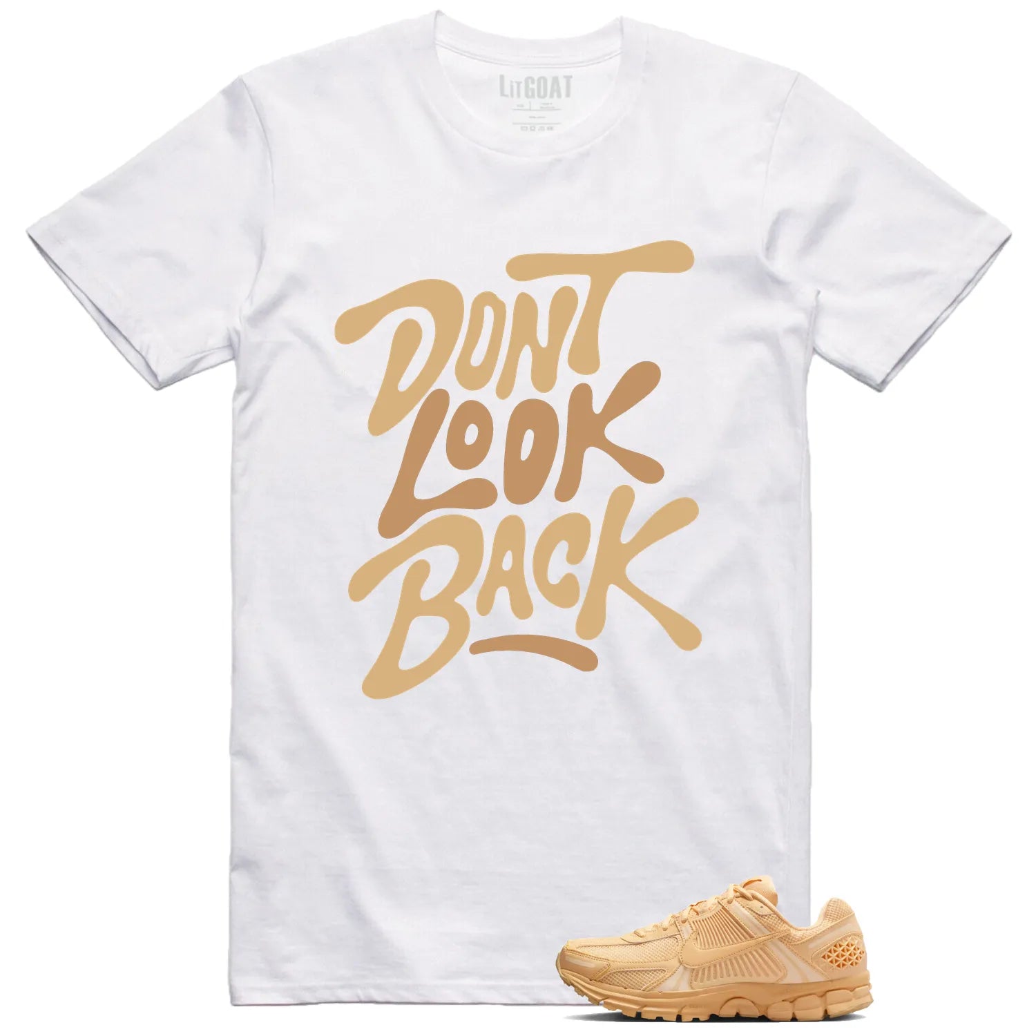 Air Zoom Vomero 5 Celestial Gold Matching T-shirt Dont Look Back HF5493-200 T-Shirt, Sneaker Match Tee