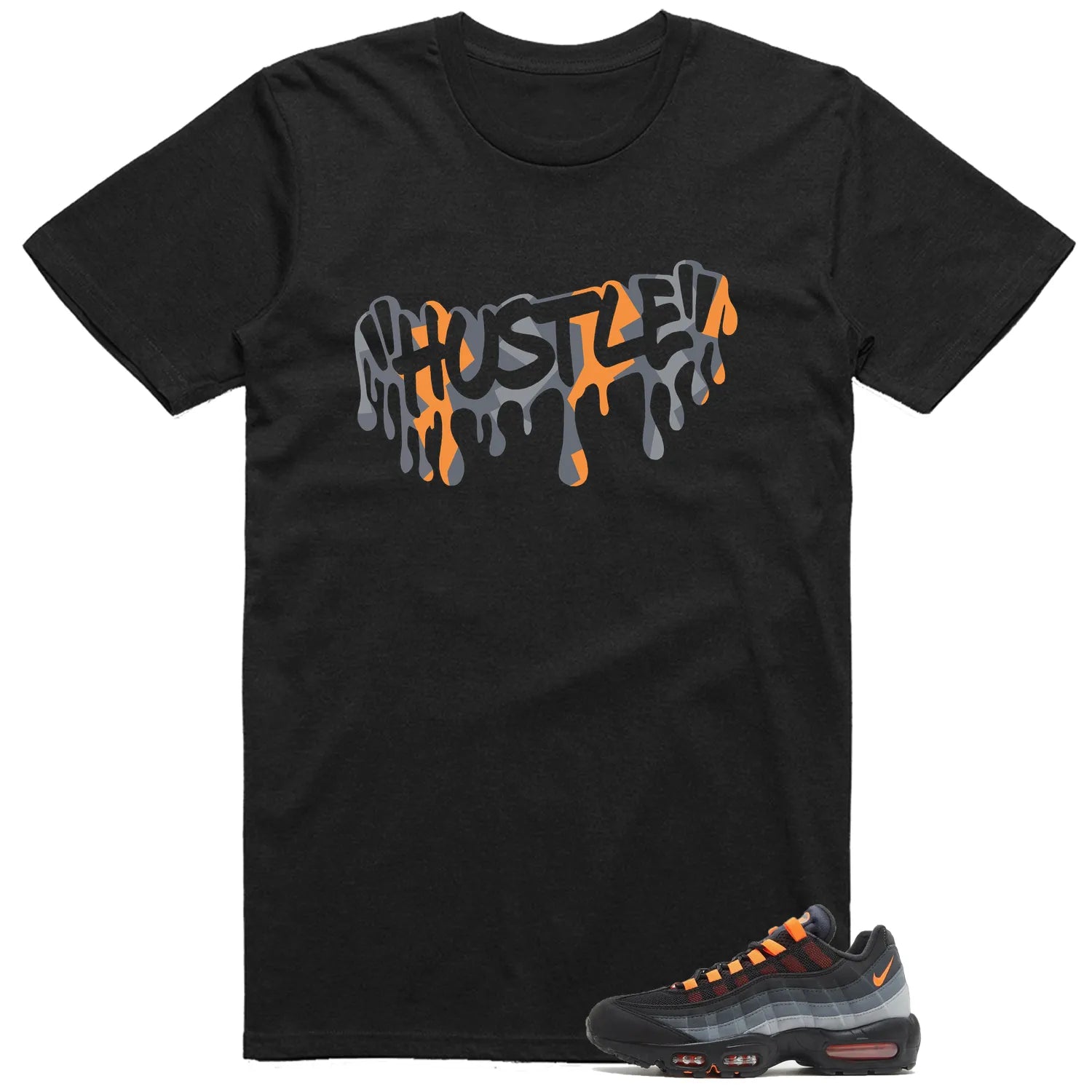 Air Max 95 Black Hyper Crimson Matching T-shirt Hustle FV4710-002 T-Shirt, Sneaker Match Tee