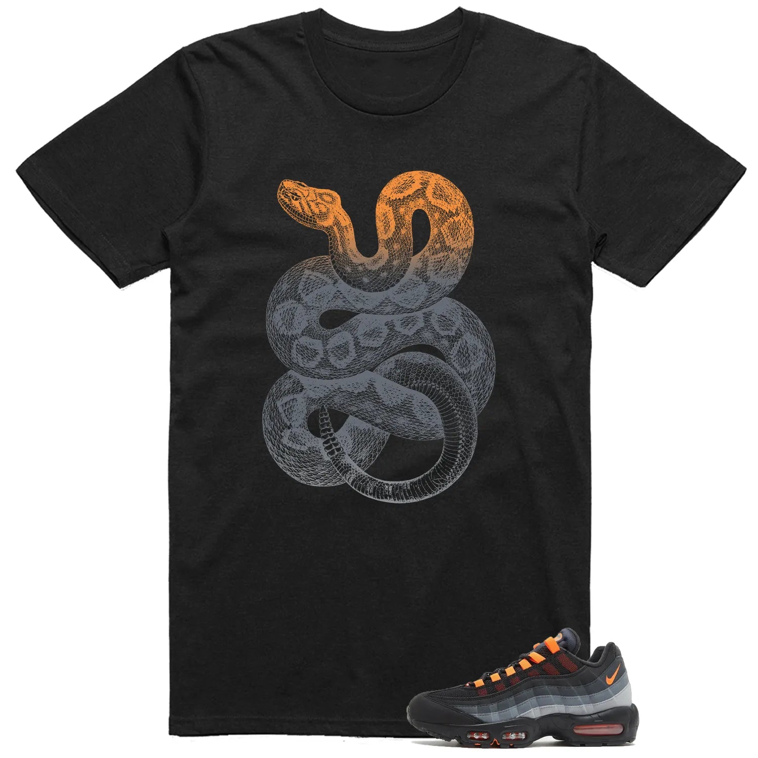 Air Max 95 Black Hyper Crimson Matching T-shirt Python Snake FV4710-002 T-Shirt, Sneaker Match Tee