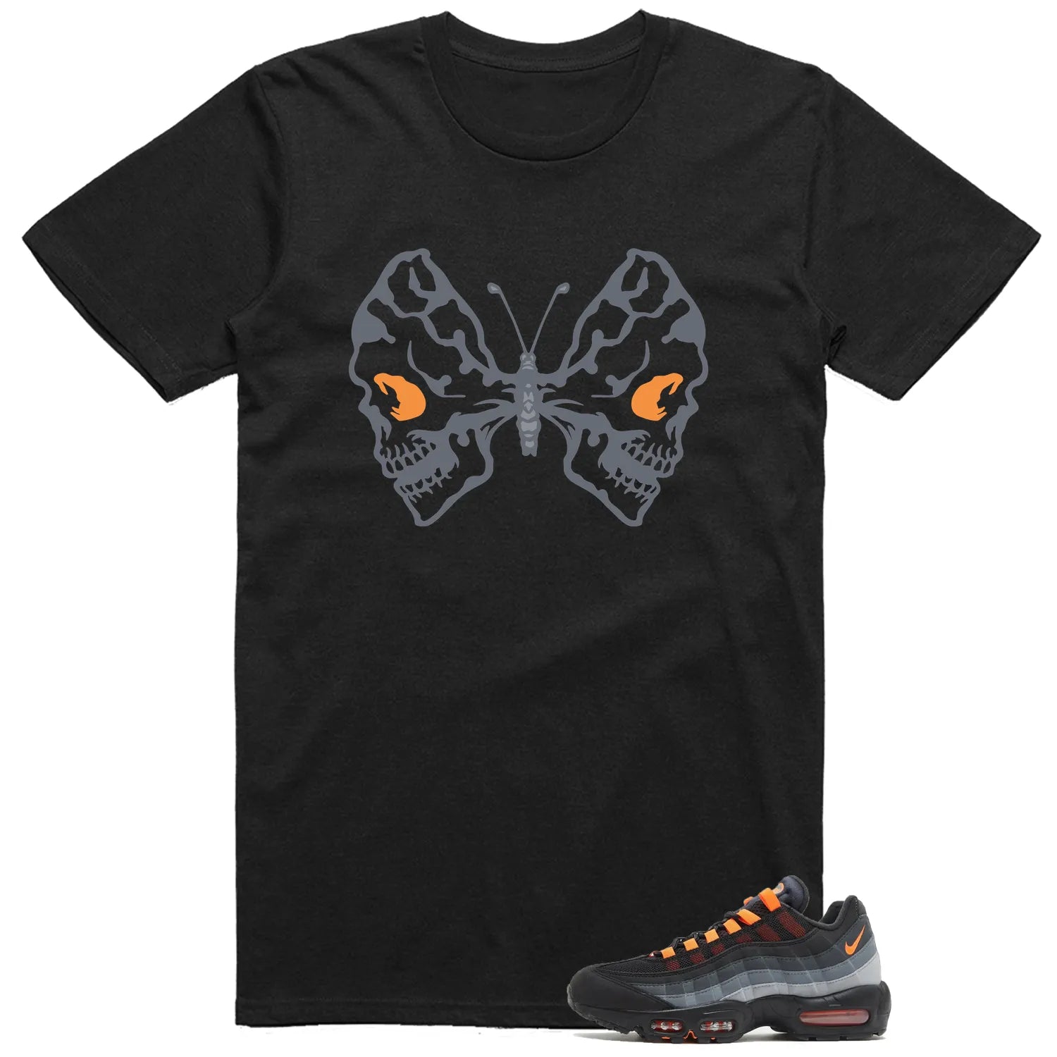 Air Max 95 Black Hyper Crimson Matching T-shirt Butterfly Skulls FV4710-002 T-Shirt, Sneaker Match Tee